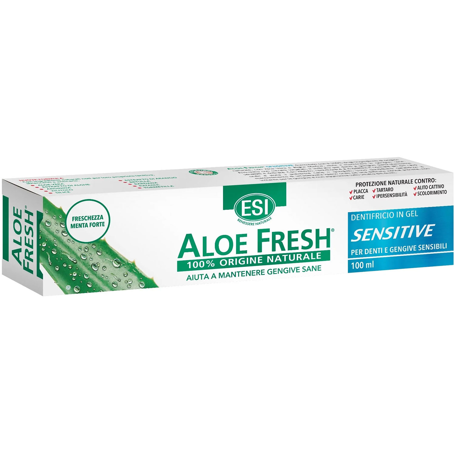 Naturlig Xylitol Tandpasta Gel med mintkrystaller ESI Aloe Fresh 75 ml - ESI Aloe Fresh Tandpasta