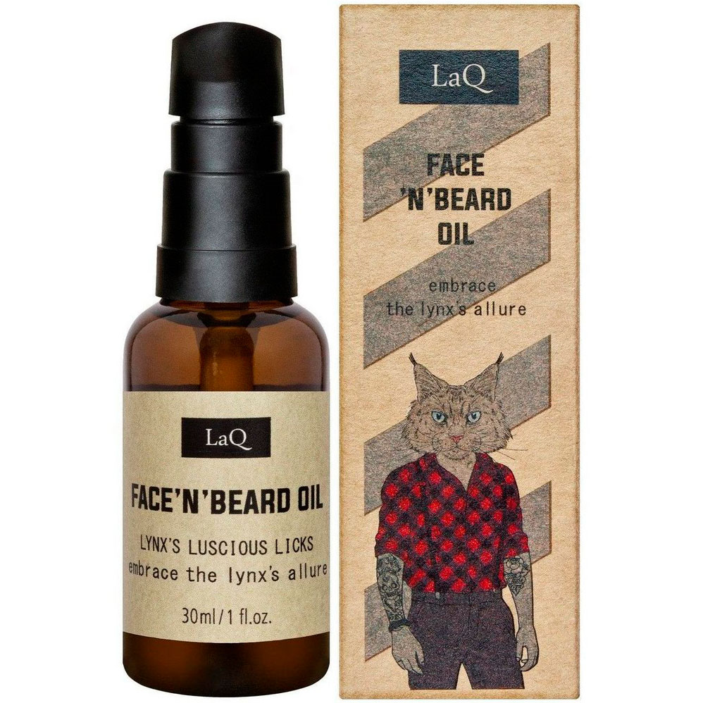 Bartöl LAQ Face 'N' Beard Oil Exklusives Bart- und Gesichtsöl mit natürlicher Pflege 30 ml