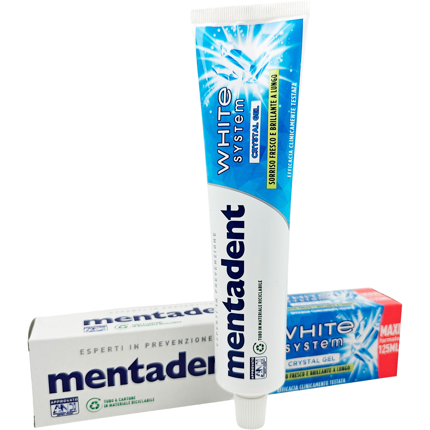 Whitening Zahnpasta MENTADENT White System Crystal Gel 125 ml
