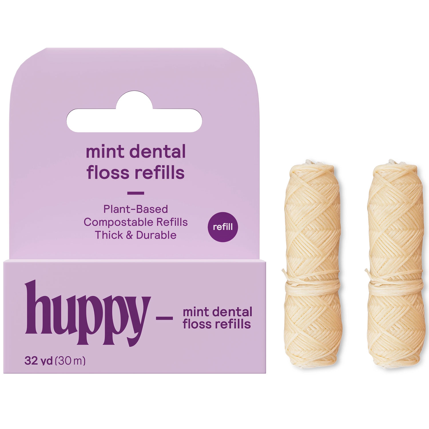 Pflanzenbasierte Zahnseide HUPPY Nachfüllpackung 2 x 30 mtr.