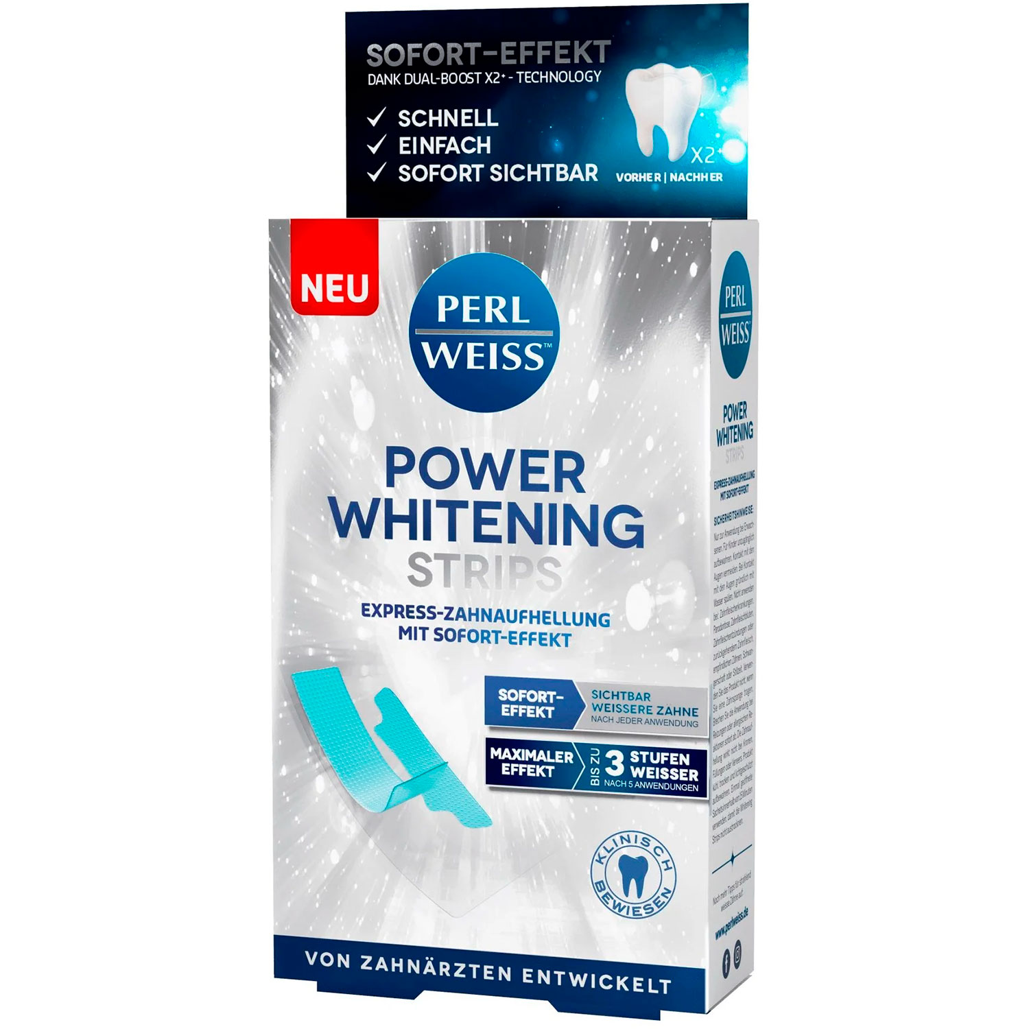 Zahnpastaaufhellungsstreifen PERL WEISS Power Whitening Strips 5 x 2 Stk.