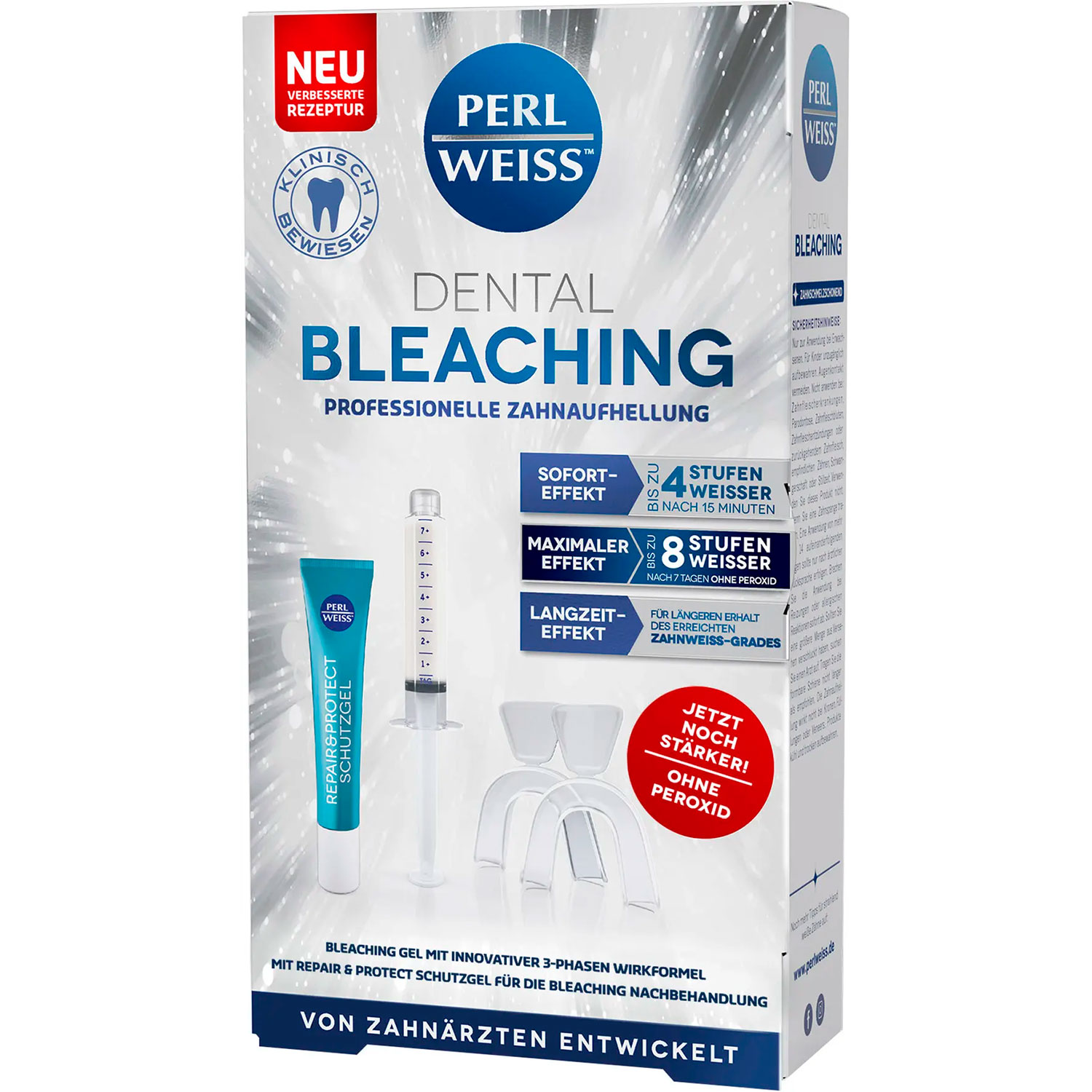 Zahnpasta Kit PERL WEISS Dental Bleaching Professionelle Zahnaufhellung für den Heimgebrauch ohne Peroxid