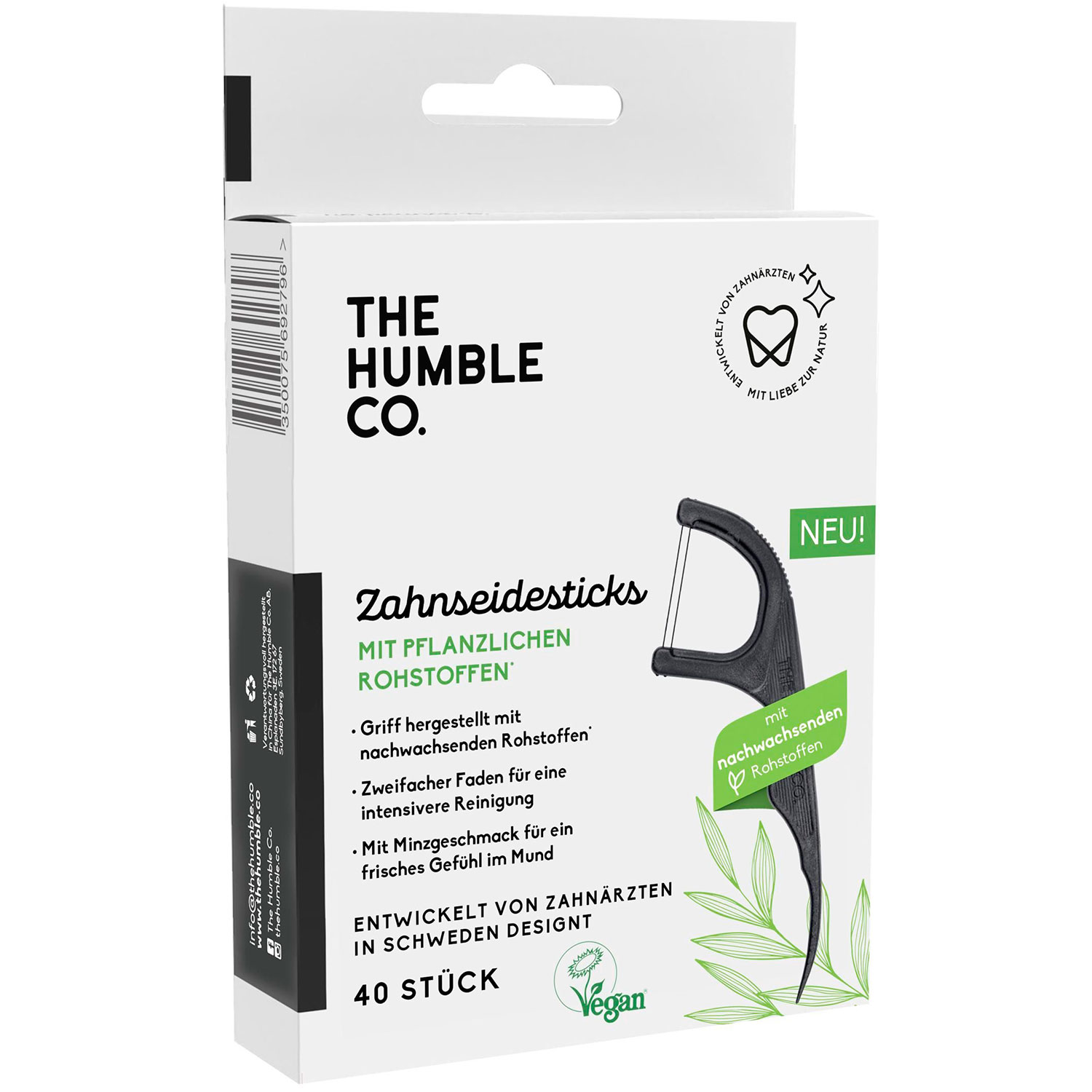 Plantebaserede Tandtrådsbøjler Dobbelt-tråd THE HUMBLE Co. Flossers 40 stk.