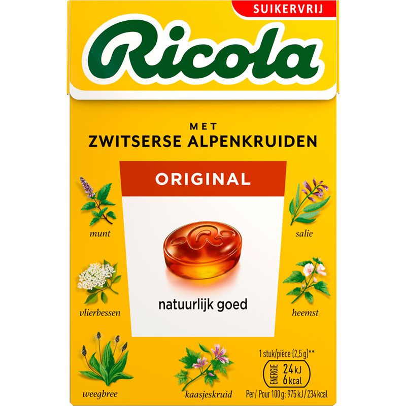 Ricola Original Sukkerfri Urtebolsjer 50g