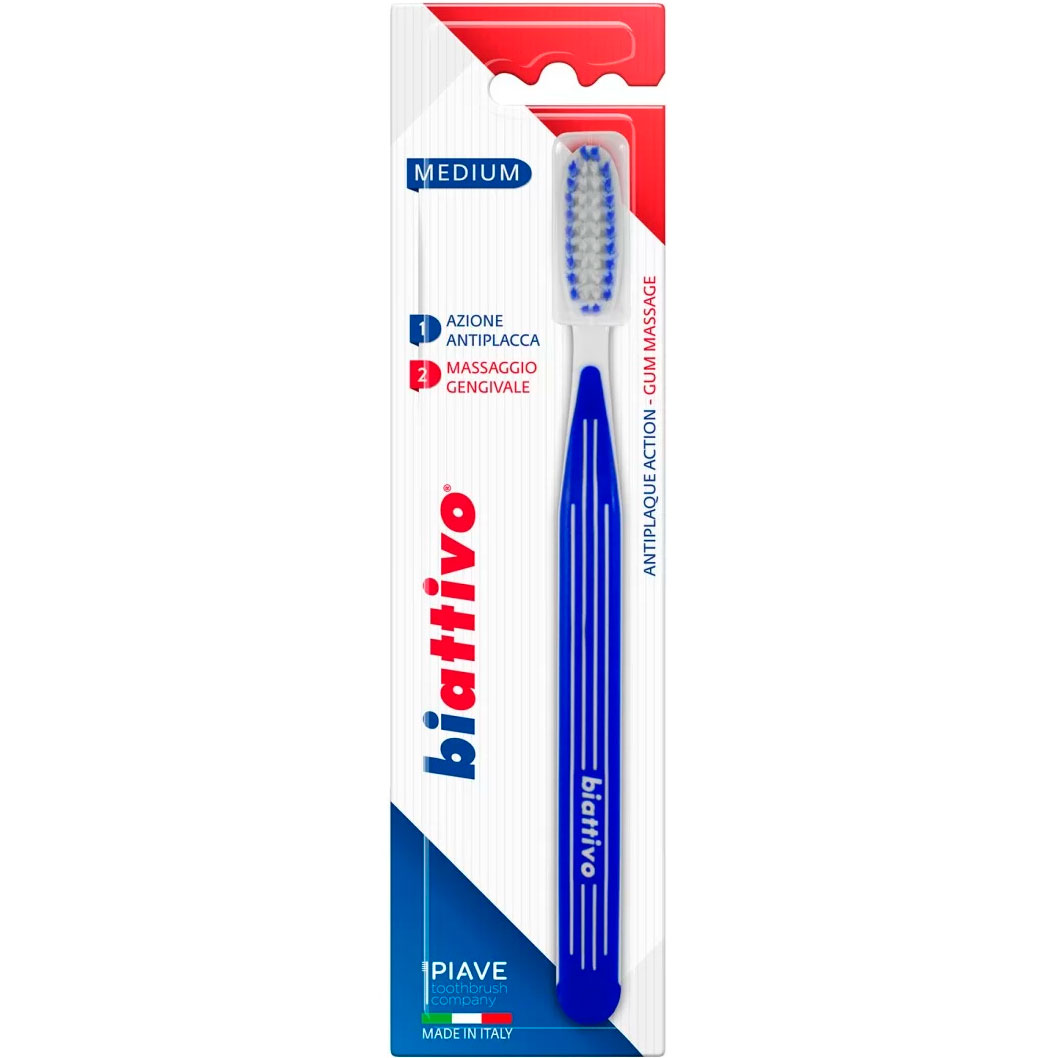 PIAVE Biattivo Medium Zahnbürste effektive Plaque-Entfernung und sanfte Zahnfleischmassage