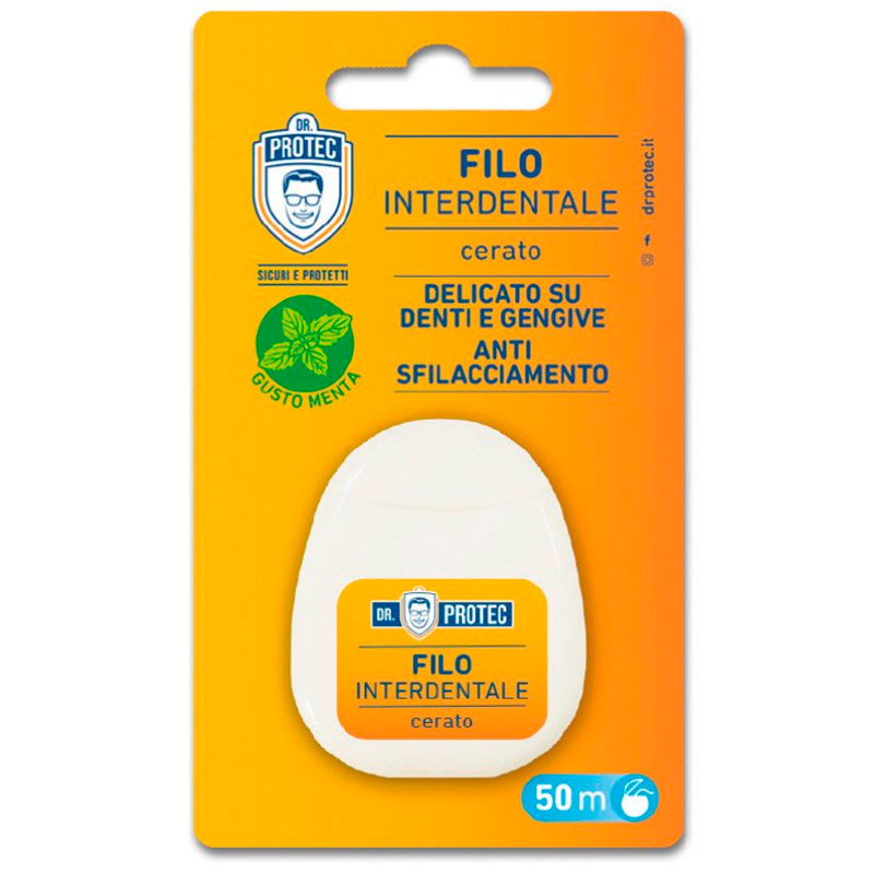 Zahnseide ohne PFAS - Dr. Protec Filo Interdentale Waxed & Mint 50 mtr.