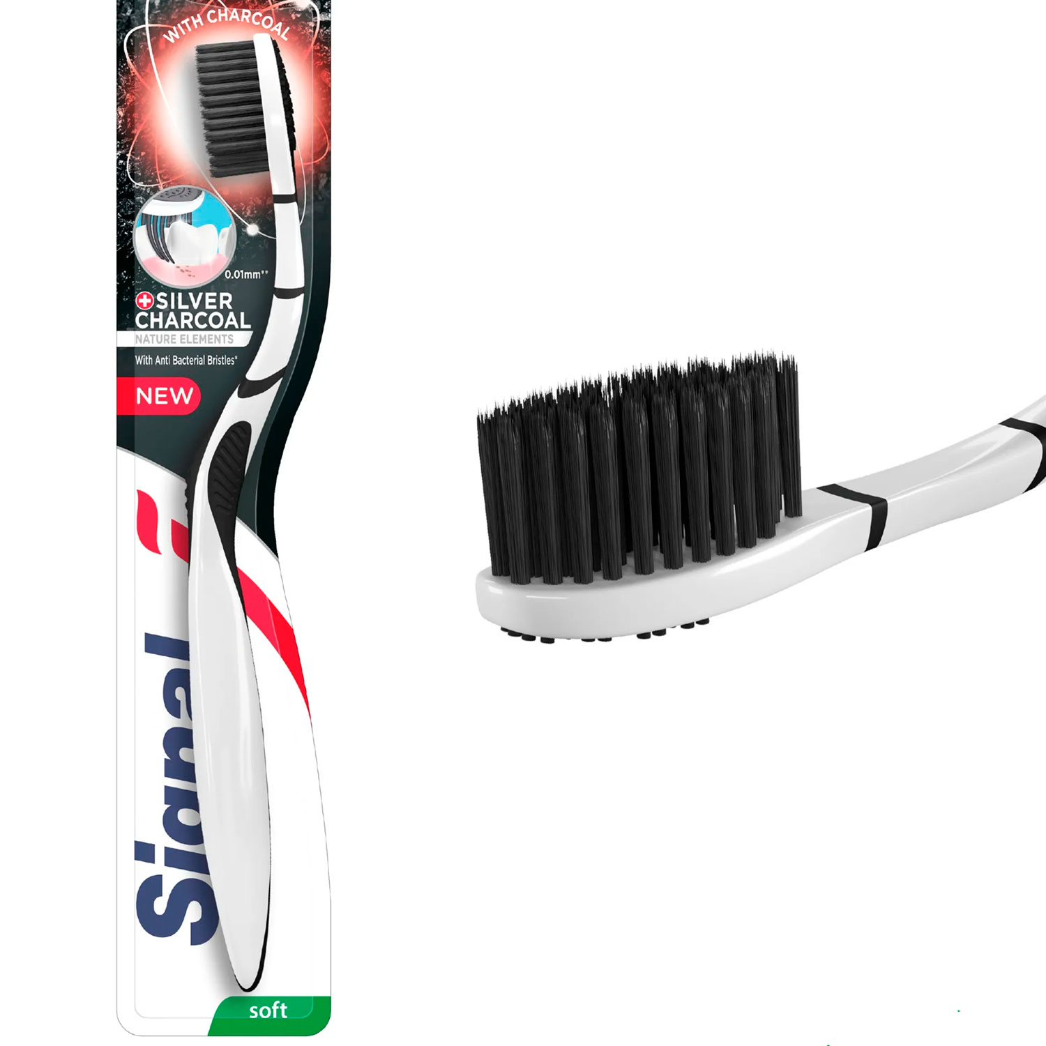 Whitening Tandbørste SIGNAL Silver Charcoal Soft