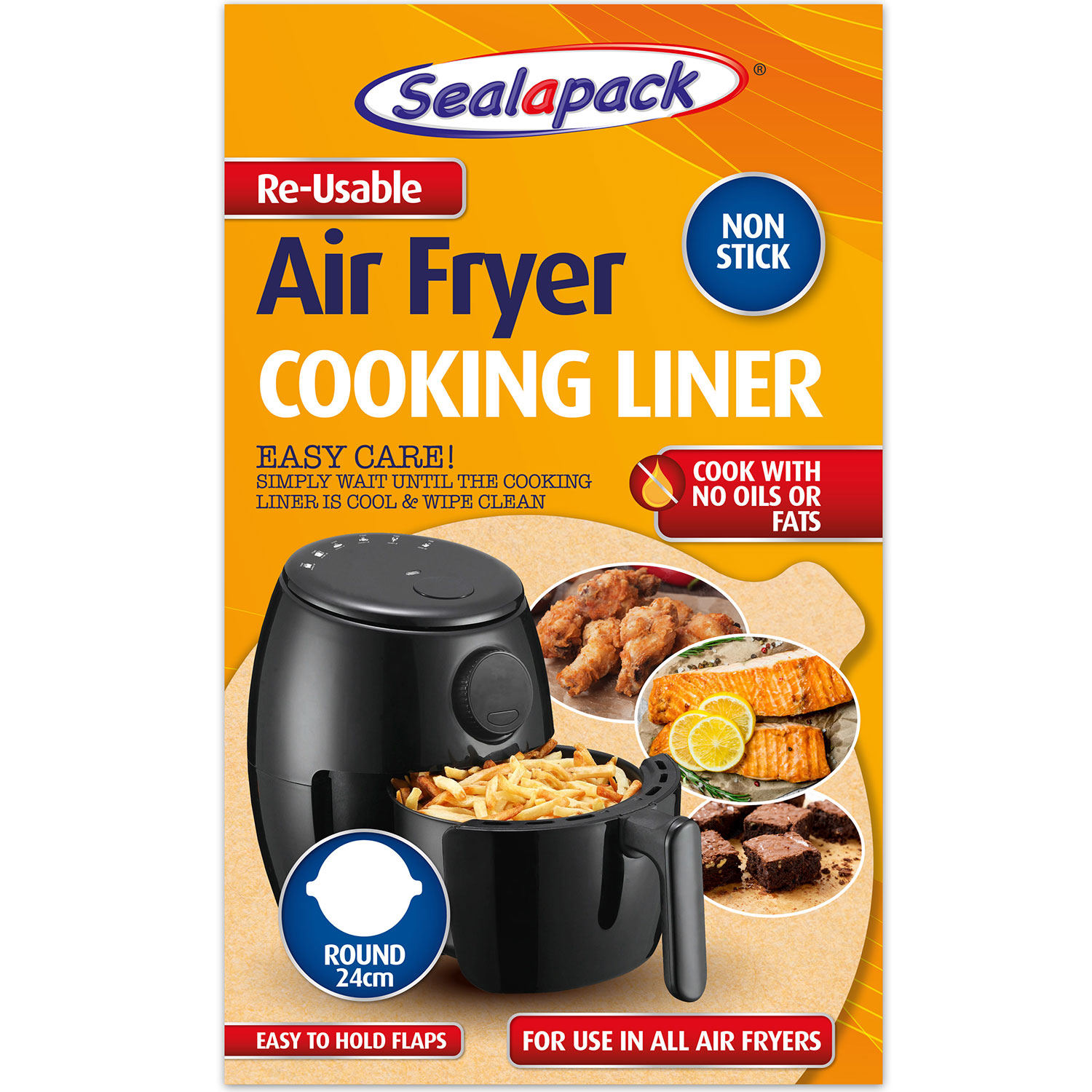 Wiederverwendbarer airfryer-Einsatz SEALAPACK Liner Round 24 cm
