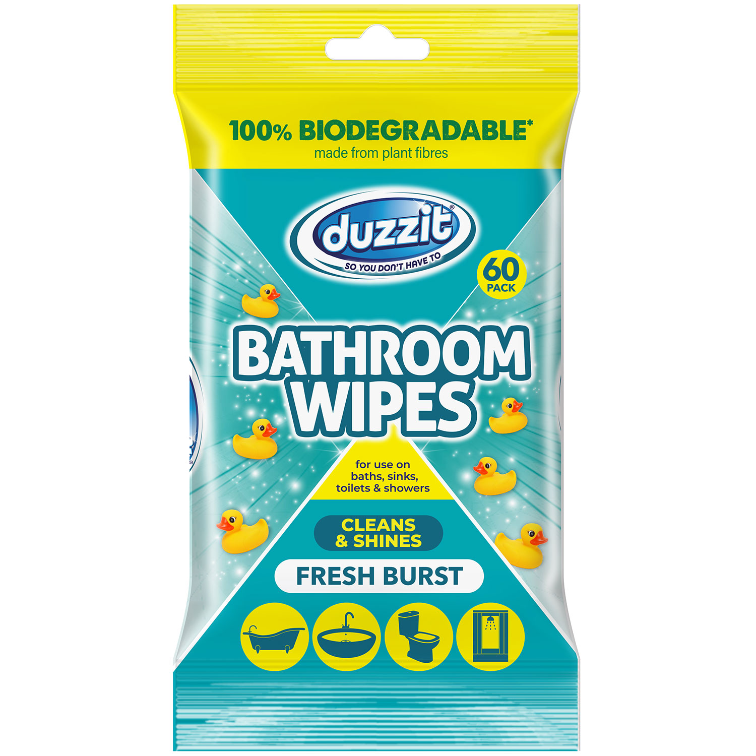 Reinigungstücher DUZZIT Bathroom Wipes Fresh Burst (60 Stk.)
