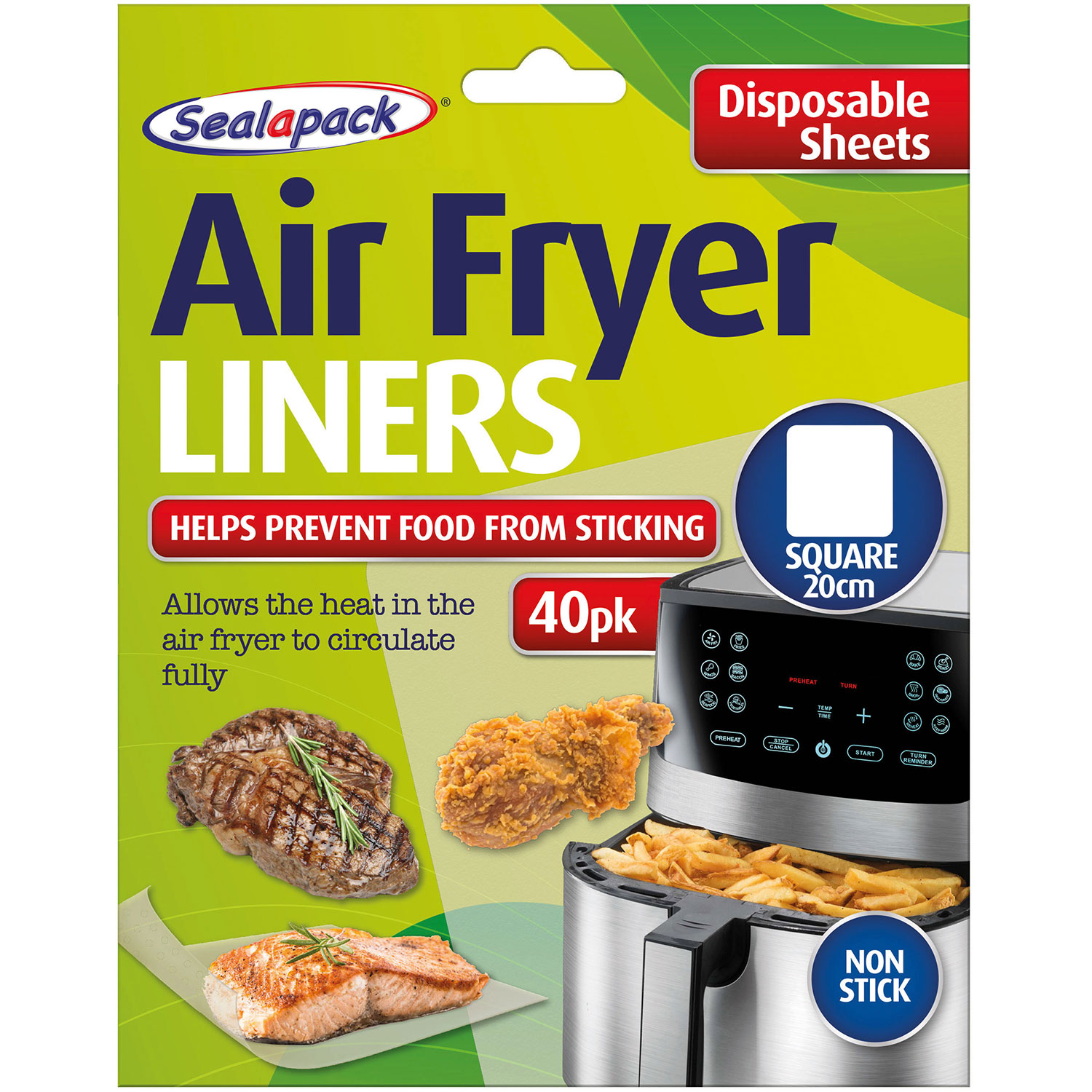 Backpapier für Airfryer SEALAPACK Quadratische Blätter 20x20 cm (40 Stk.)