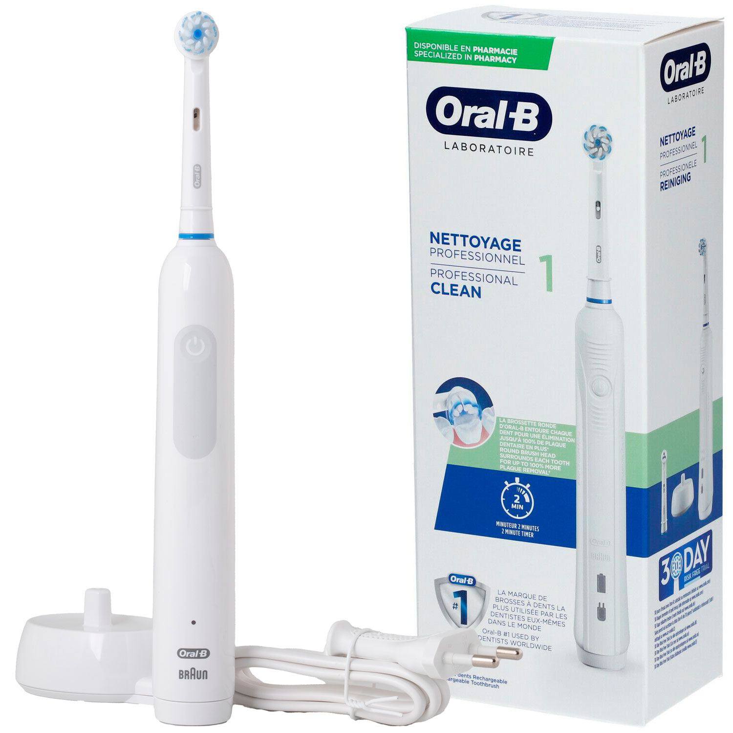 ORAL-B Professional Clean 1 El-tandbørste + Ekstra Interspace Børstehoved