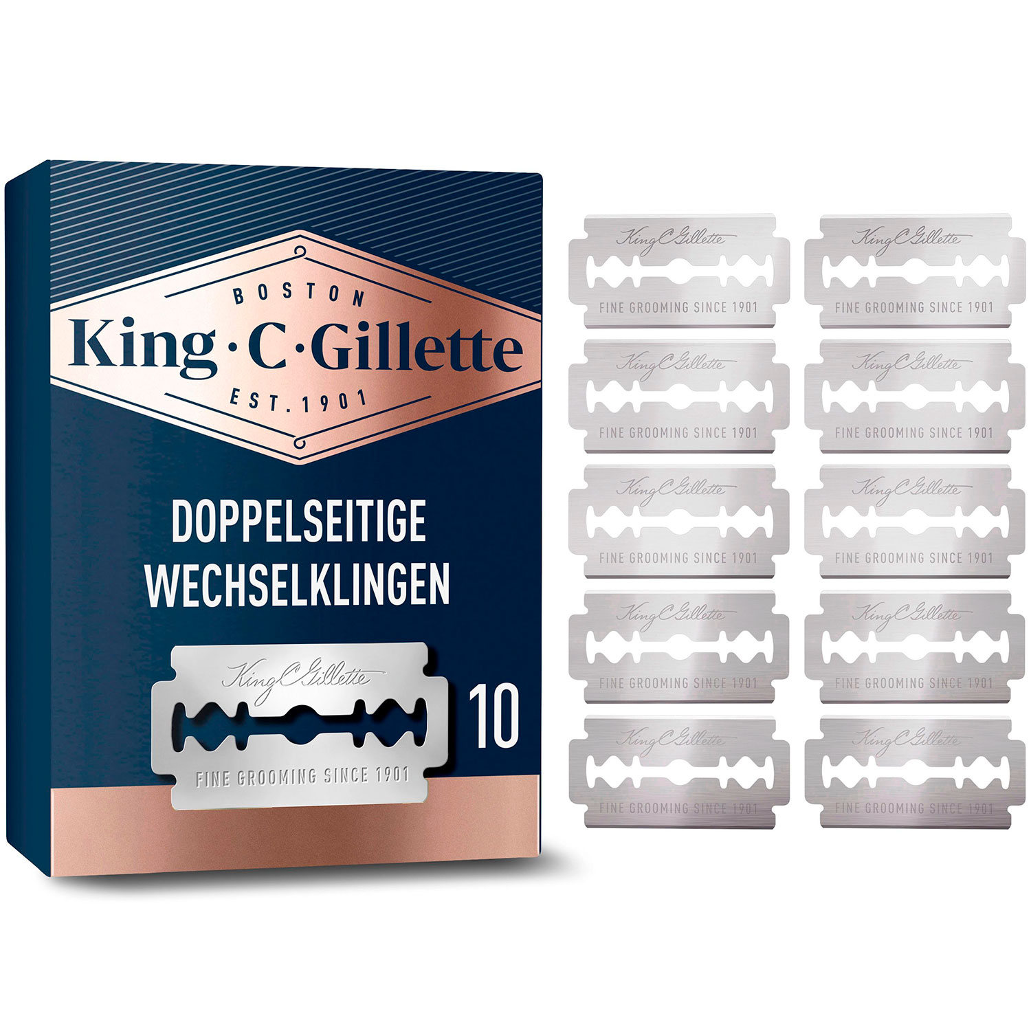 King C. Gillette Dobbeltsidede Barberblade Klassisk barbering med moderne komfort (10 stk.)