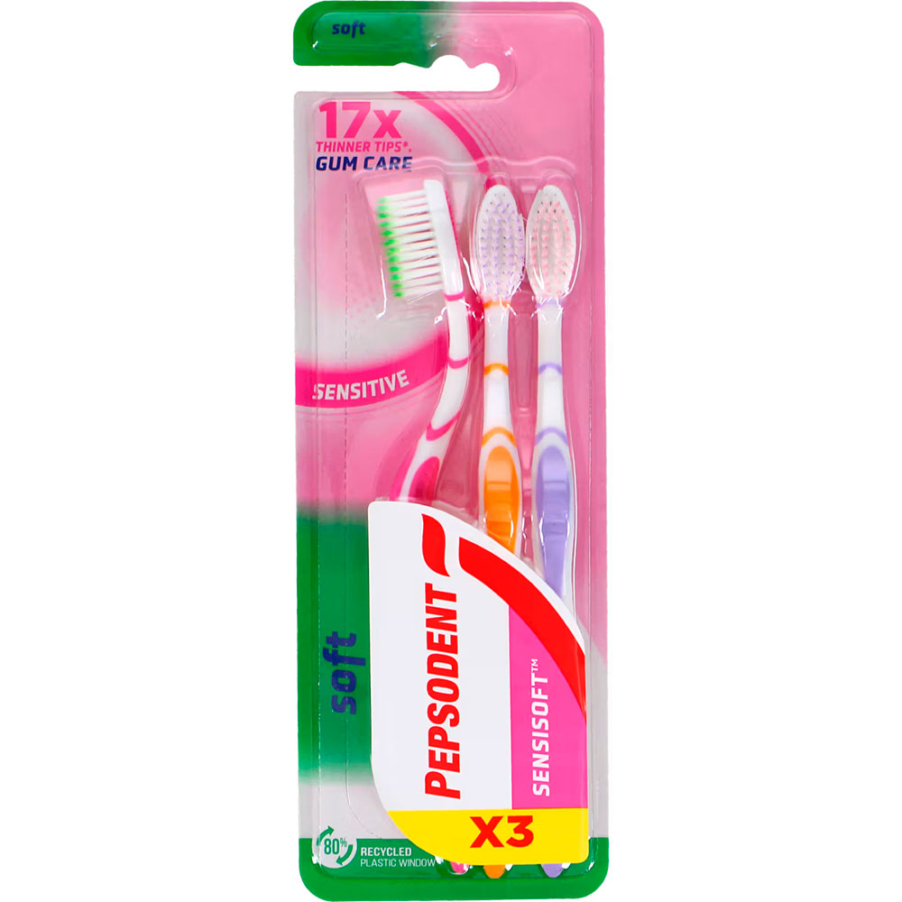 PEPSODENT Soft Zahnbürsten 3 Stk. SensiSoft Gum Care