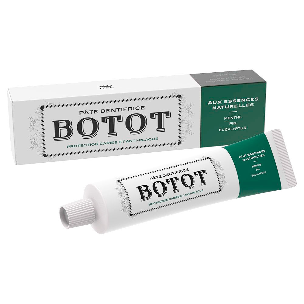 Klassisk Fransk Tandpasta BOTOT Menthe · Pin · Eucalyptus 75 ml