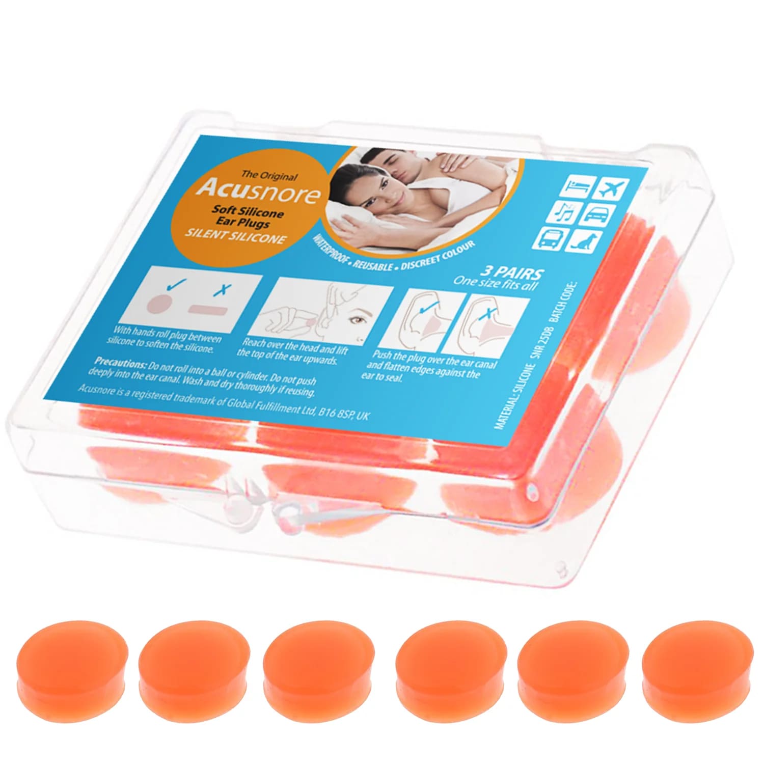ACUSNORE Soft Silicone Ørepropper Silent Silicone 3 par