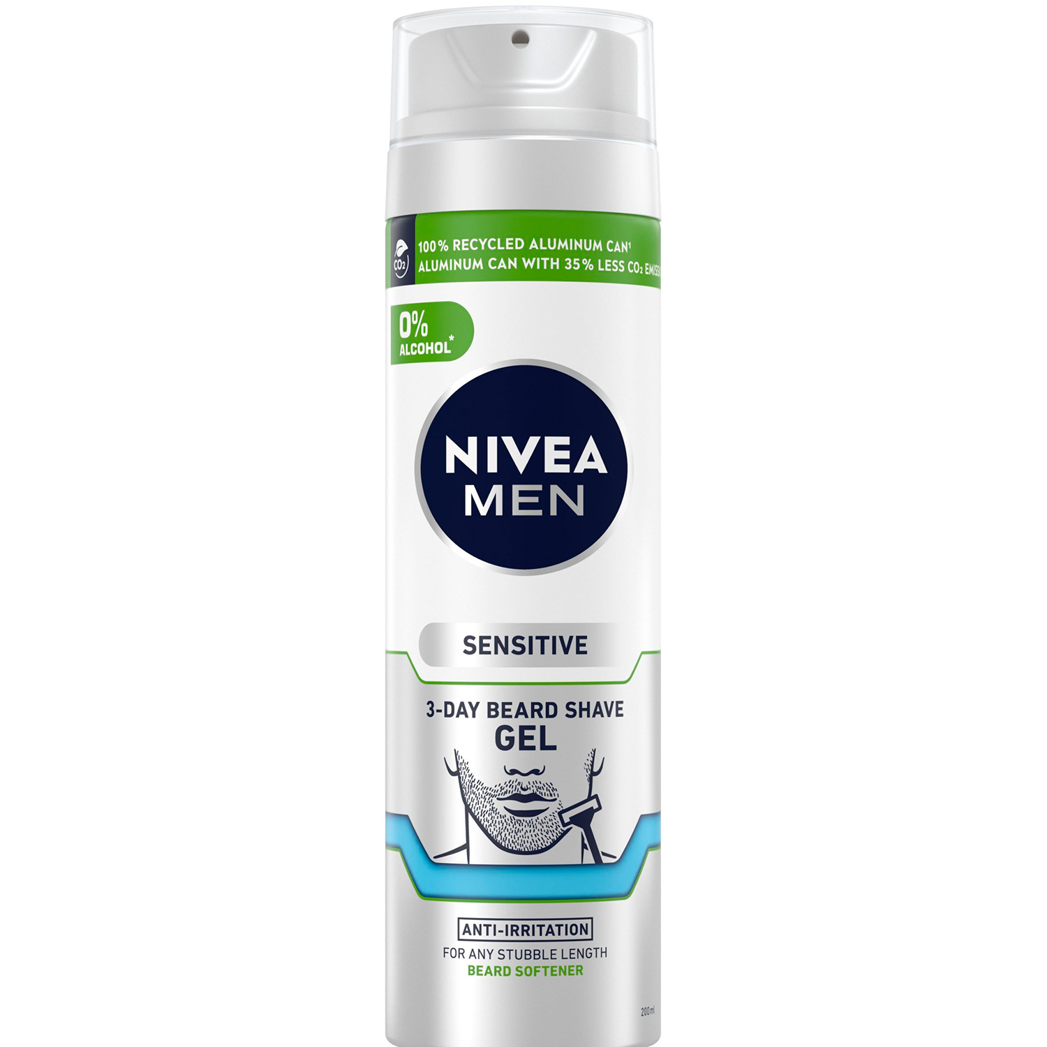 Barbergel NIVEA MEN Sensitive 3-Day Beard Shave Gel 200 ml. skånsom barbering af skægstubbe