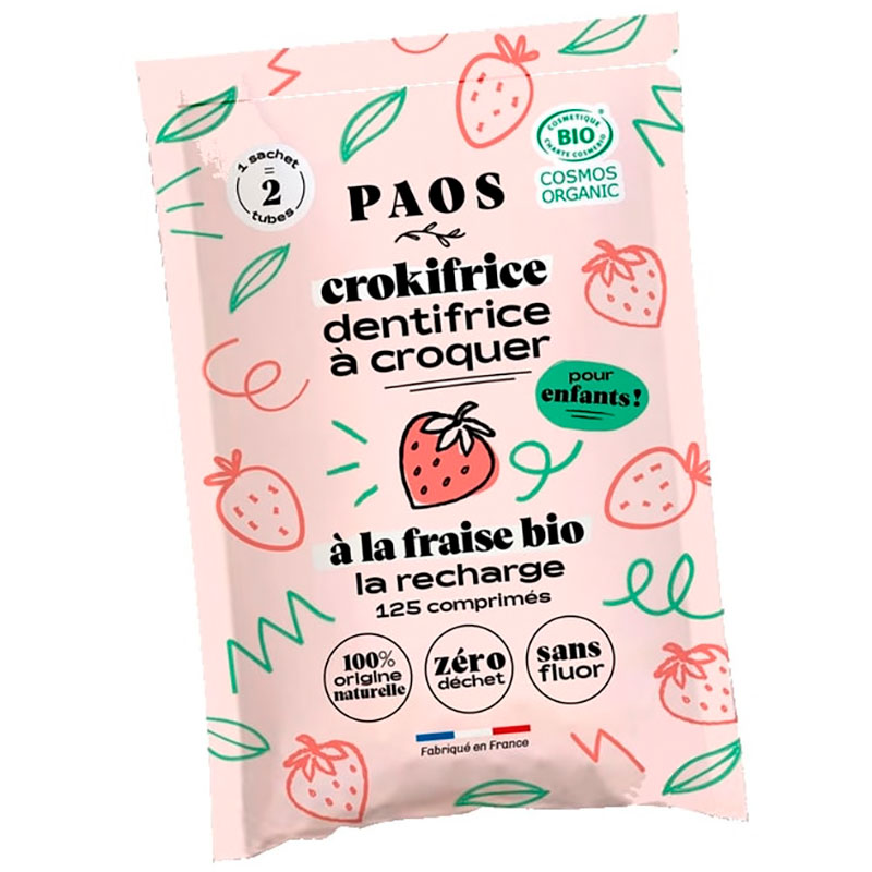 öko-Zahnpasta-Tabletten PAOS Strawberry Ps. 125 Stk.