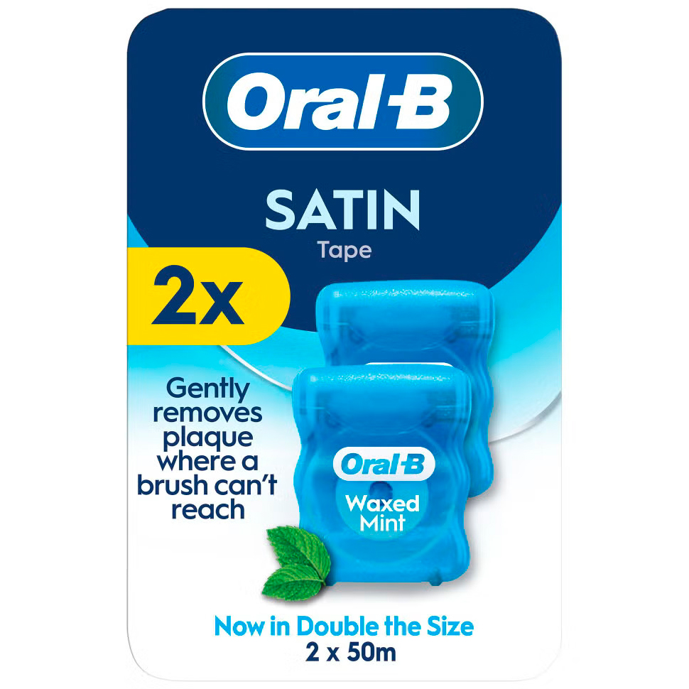ORAL-B Satin Tape Waxed Mint Zahnseide 2er-Pack Zahnseide (2 × 50 Meter)