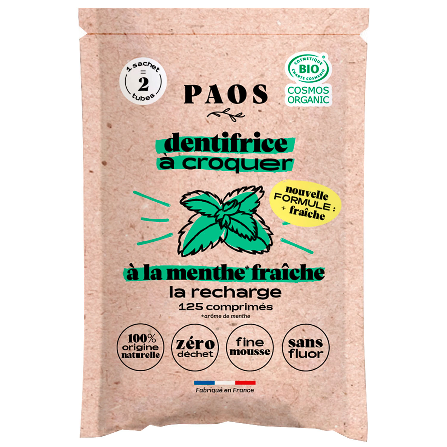 öko-Zahnpasta-Tabletten PAOS Fresh Mint PS. 125 Stk.