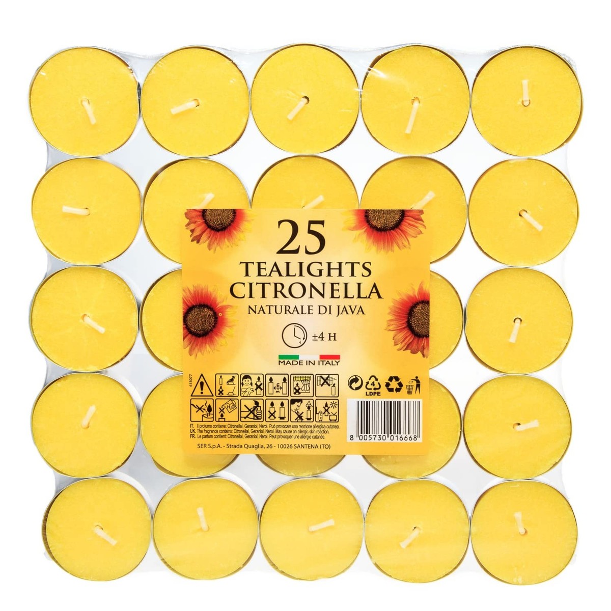 Citronella Fyrfadslys hyggelig sommerstemning med frisk duft (25 stk.)