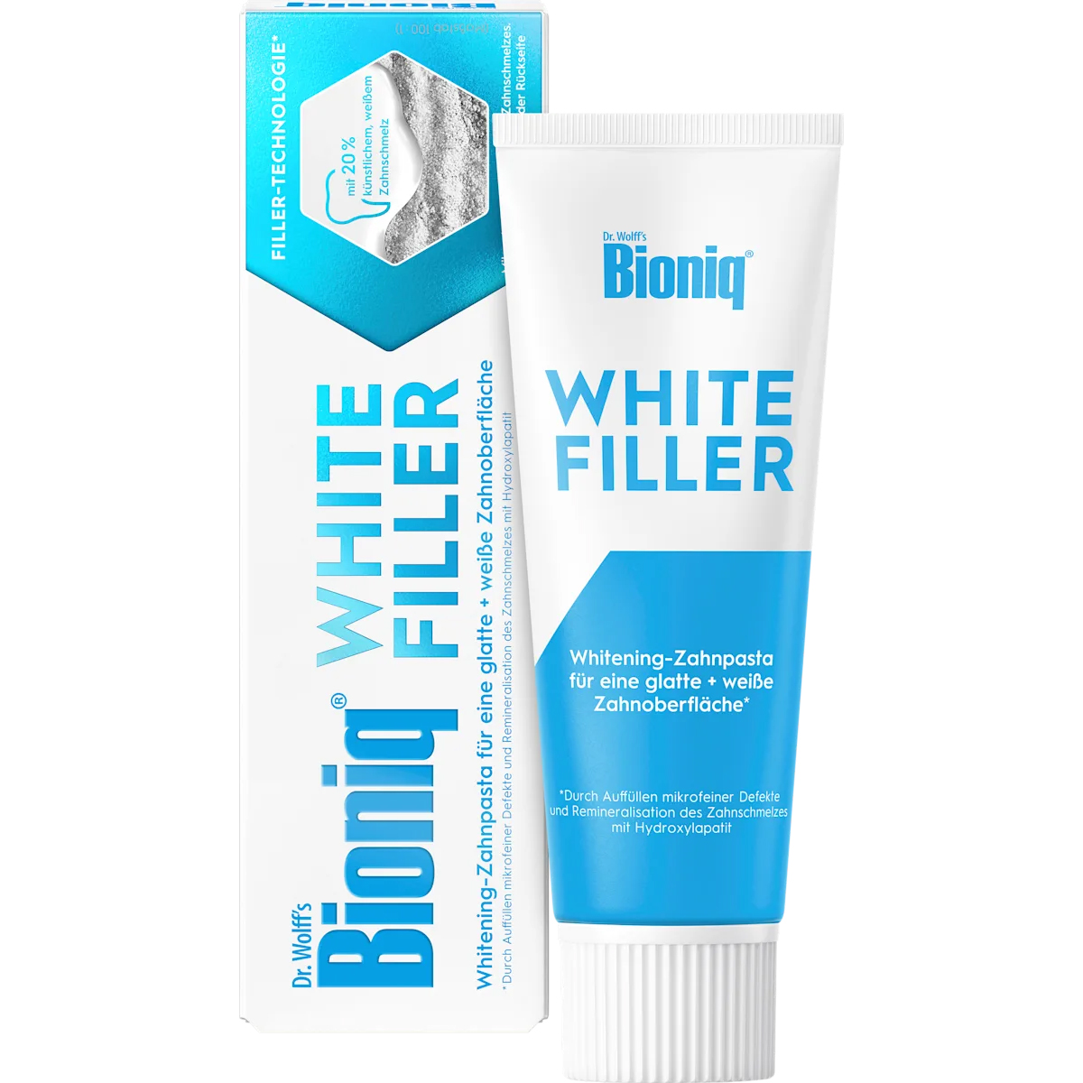 Hydroxyapatit Whitening Zahnpasta BIONIQ White Filler 75 ml. - Zahnpasta mit Filler-Technologie