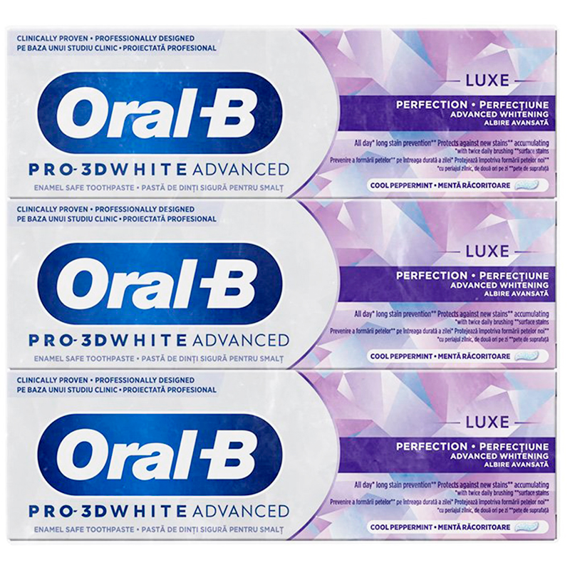 ORAL-B 3D White Zahnpasta 3 x 75 ml Luxe Perfection Advanced Whitening
