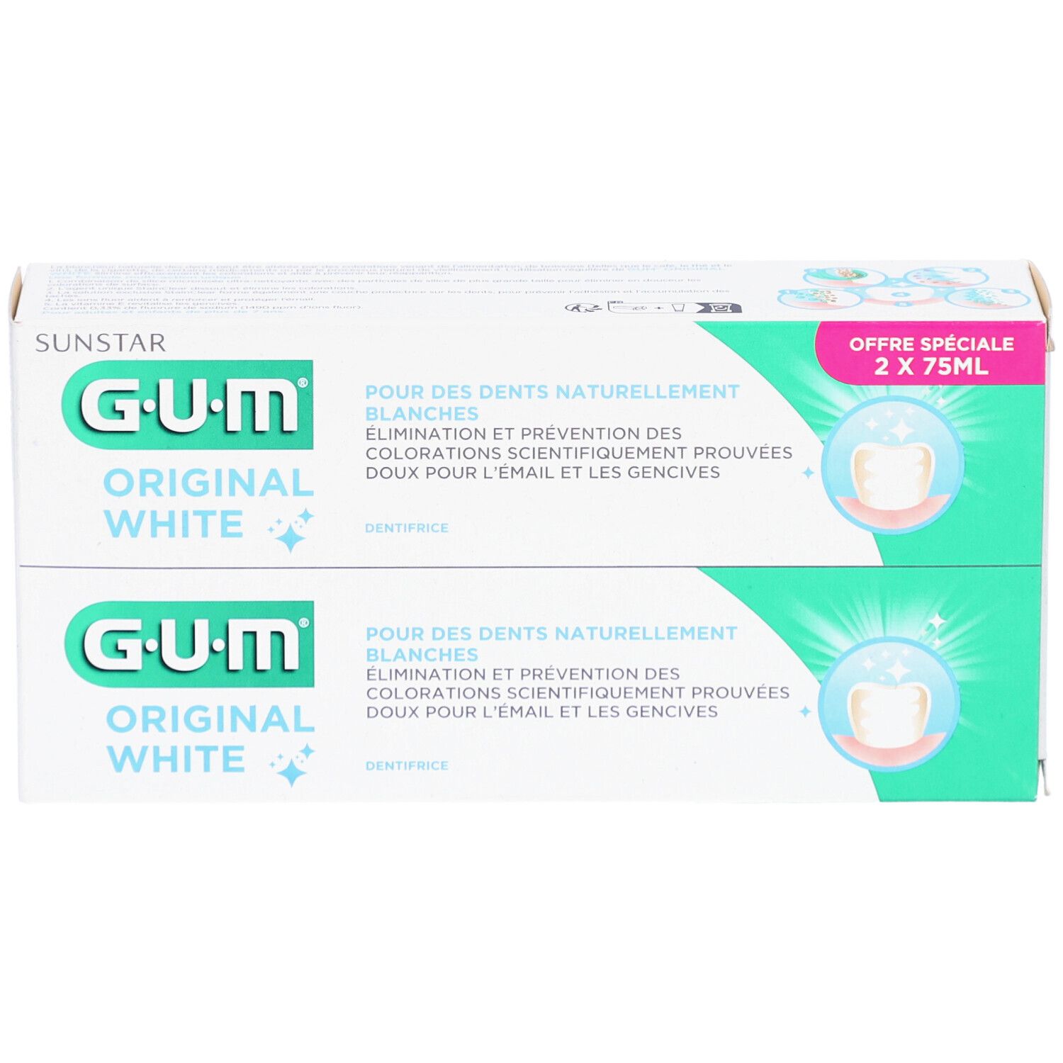 GUM Original White Tandpasta 2 x 75 ml.