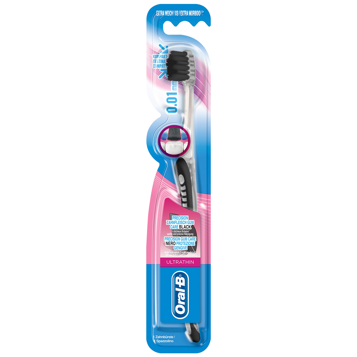 ORAL-B Compact Zahnbürste UltraThin Black Precision Gum Care EXTRA SOFT