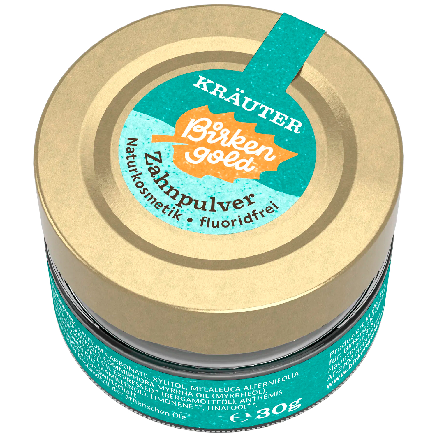 BIRKENGOLD Birch Gold Herbs Tooth Powder Fluorfrei Zahnpasta Pulver mit Kräutern & xylitol (30 g)
