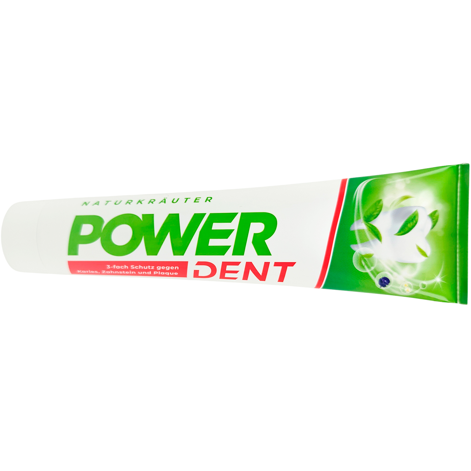 Herbal Tandpasta POWERDENT Naturkräuter 125 ml 3-dobbelt beskyttelse med naturlige urteekstrakter - DENTAL-Kosmetik