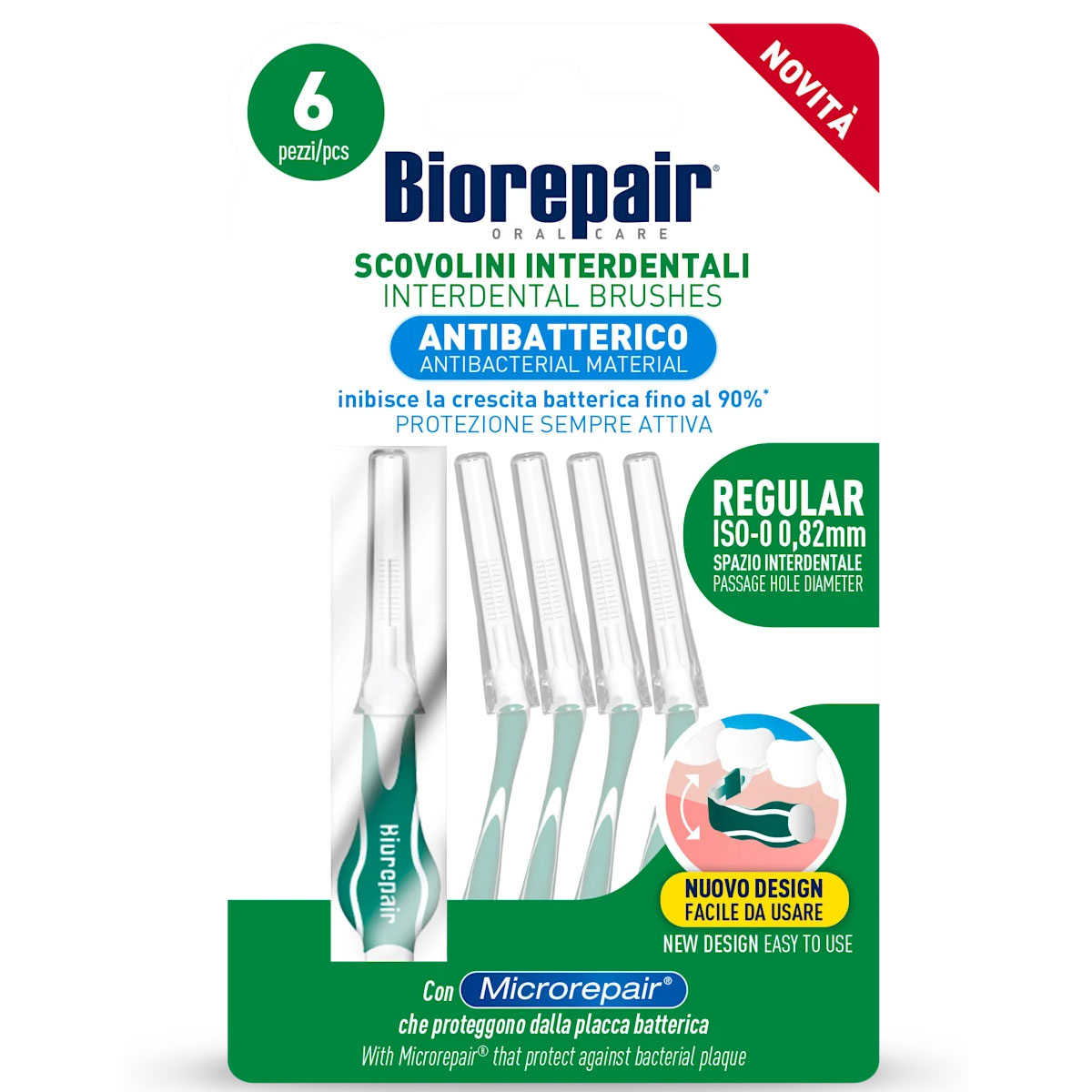 Biorepair Interdentalbürsten Regular ISO 2 (0,82 mm) Effektive Reinigung zwischen den Zähnen