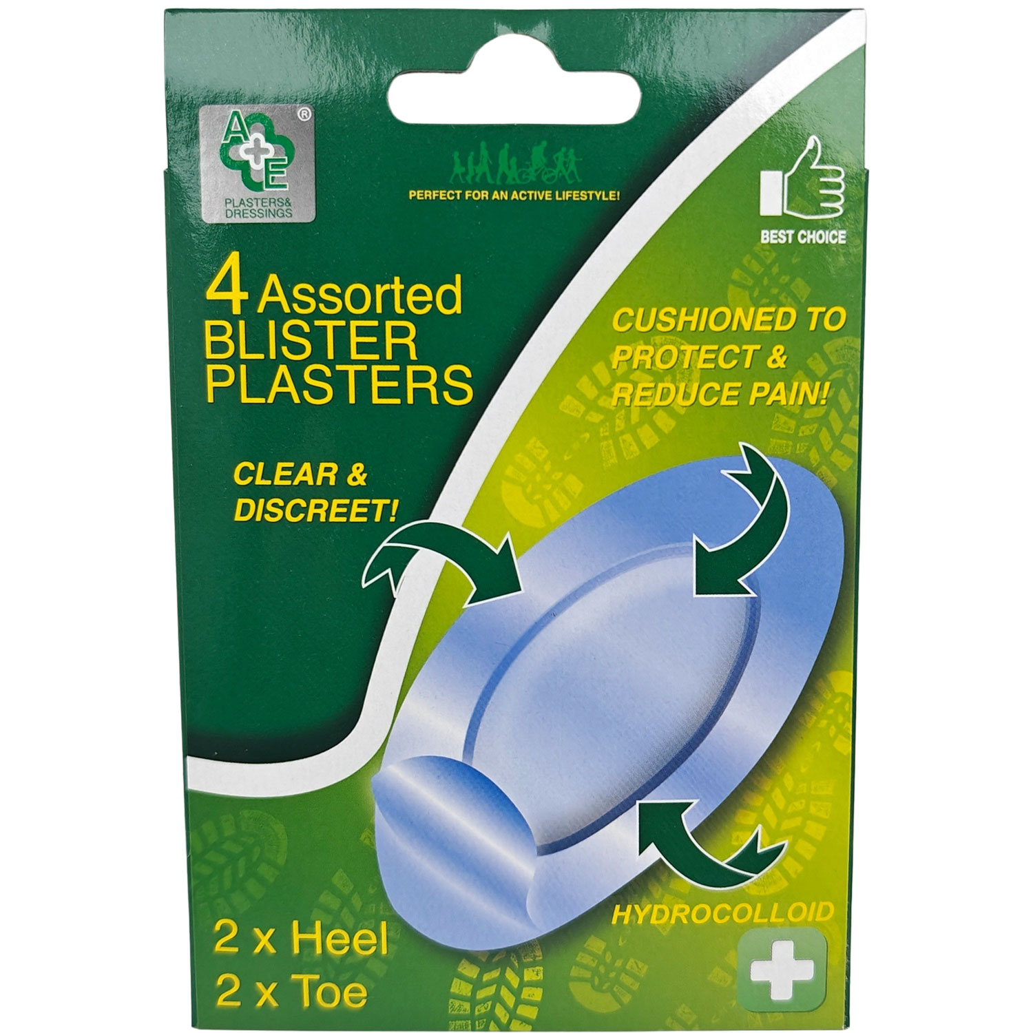 A&E Blisterplastre Hydrocolloid (4 stk. Hæl & Tæer)