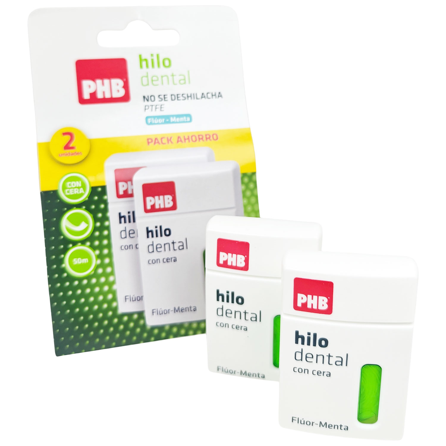 PHB Hilo Dental Zahnseide PTFE mit Fluor und Mint (2 x 50 m)