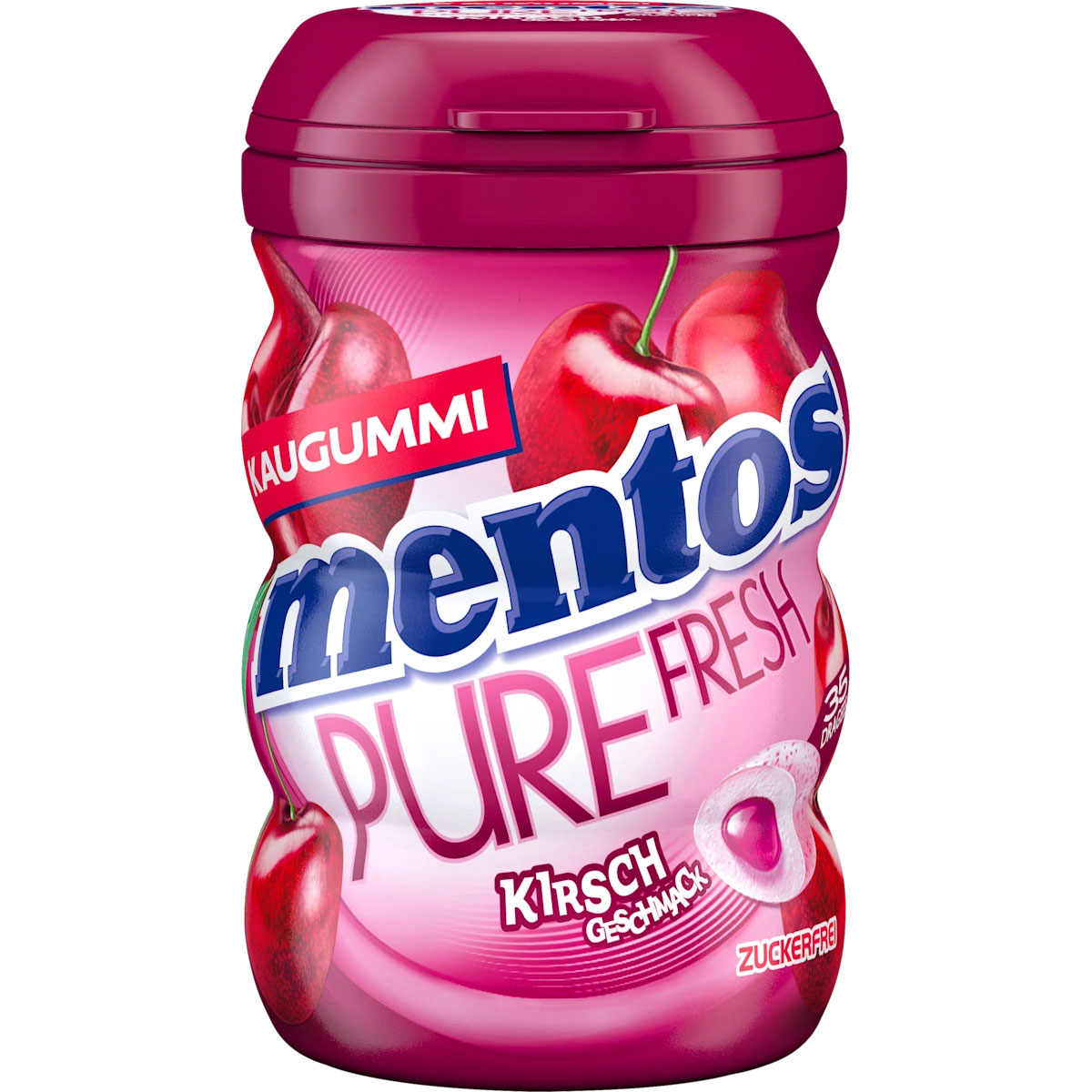 MENTOS Pure Fresh Kirsch Kaugummi (35 stk.) zuckerfreier Kaugummi mit flüssigem Kern