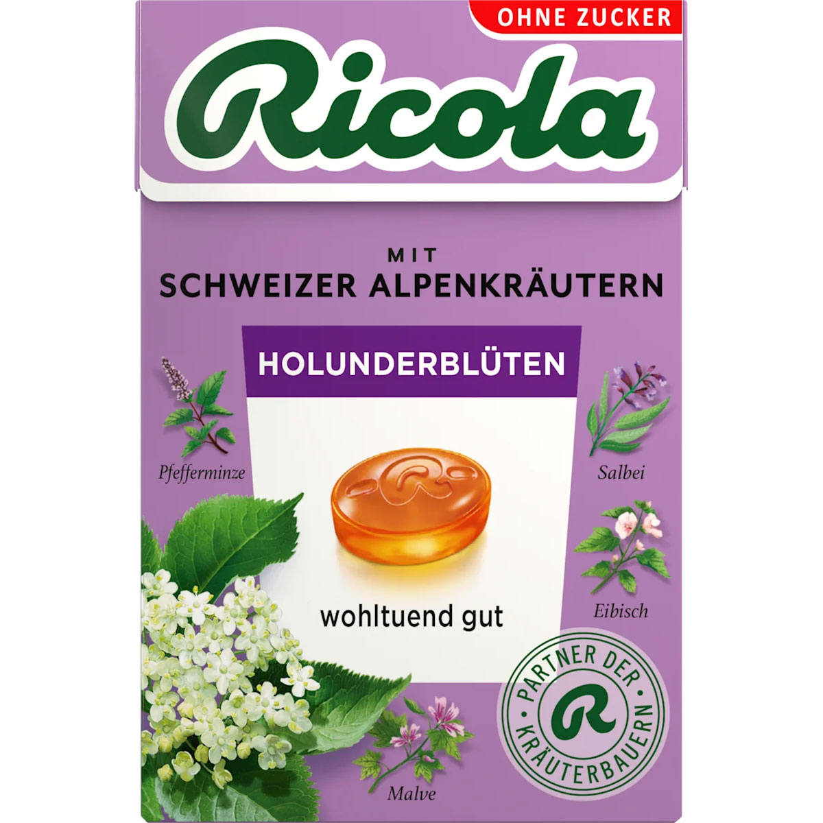 RICOLA Holunderblüte Zuckerfrei Kräuterpastillen 50g