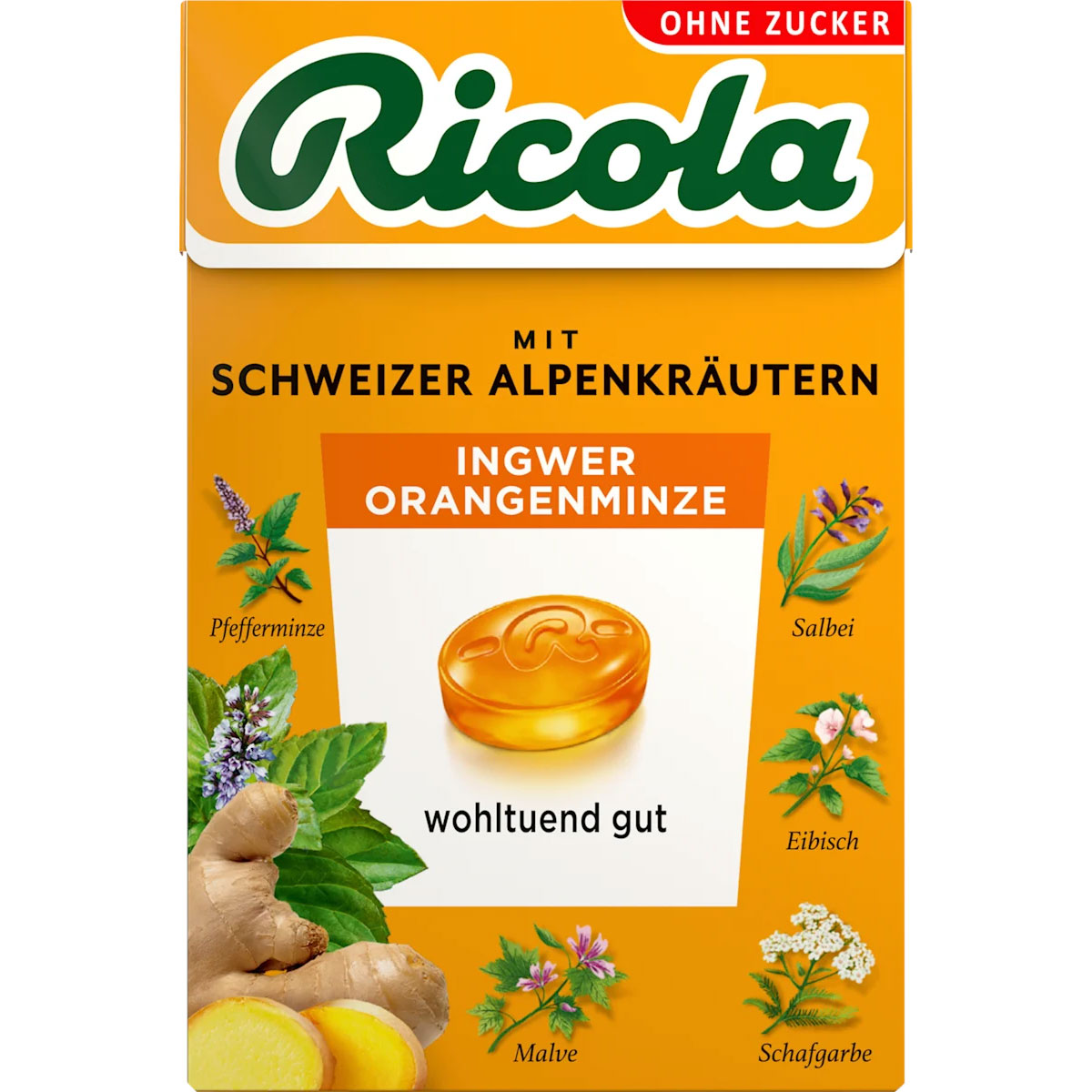Ricola Ingwer-Orangen-Minz-Kräuterbonbons 50g.