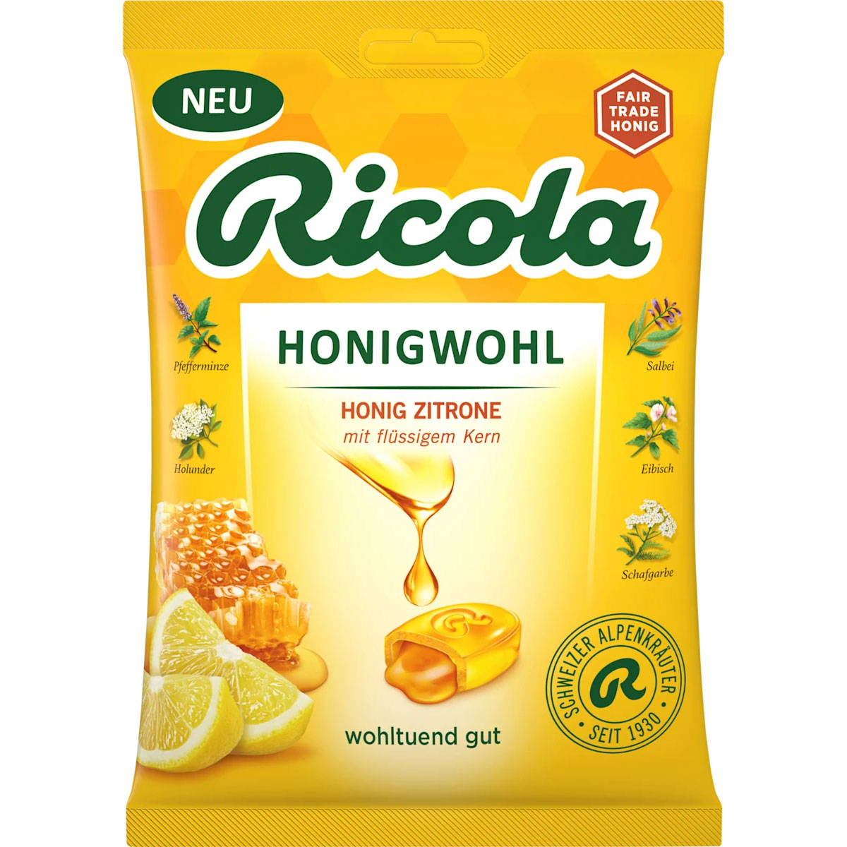 RICOLA Honey Well Honig & Zitrone Pastillen mit flüssigem Honigkern (Ps. 68g)