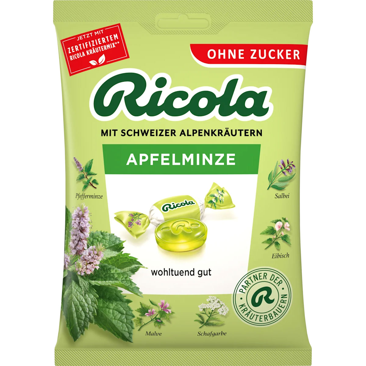 RICOLA Applemint Zuckerfreie Kräuterbonbons (Ps. 75g)