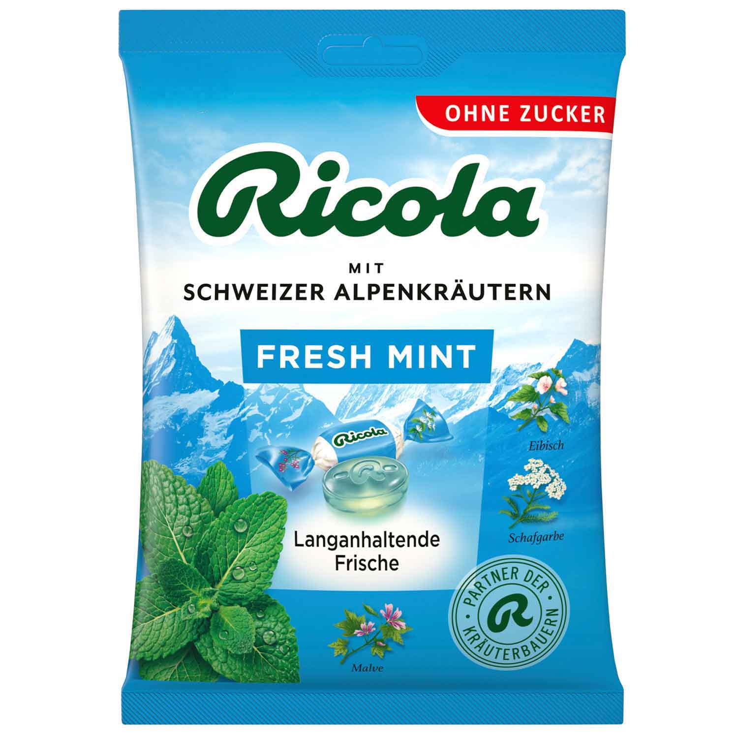 RICOLA Fresh Mint Sukkerfri Urtepastiller (Ps. 75g) - Ricola Urte-bolsjer - Halspastiller
