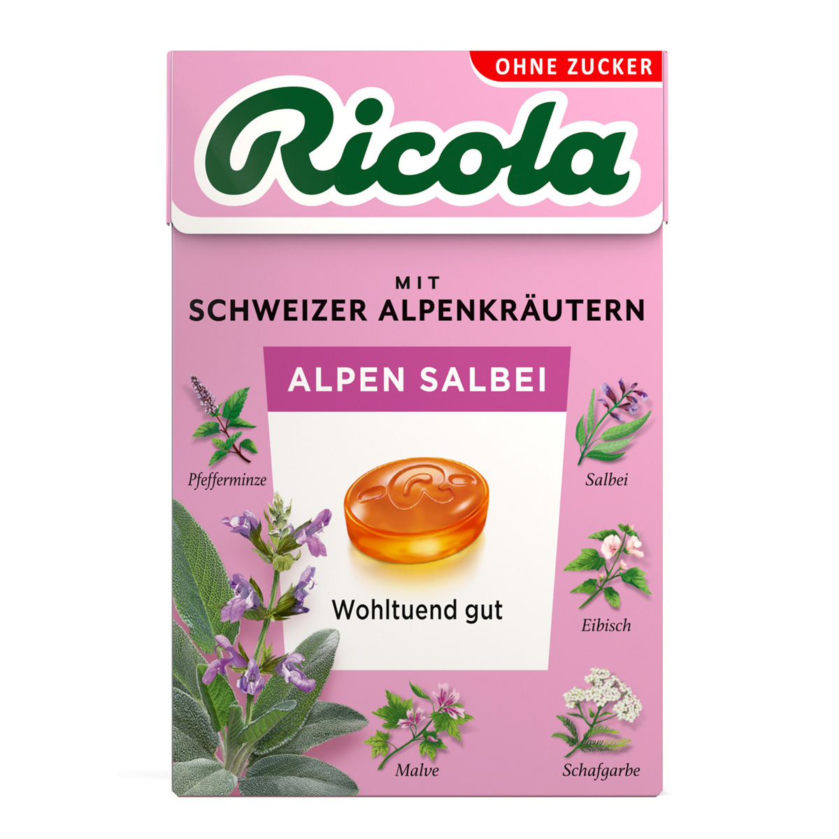 RICOLA Alpe Salbei Zuckerfrei Urtepastiller mit Vitamin C (50g)