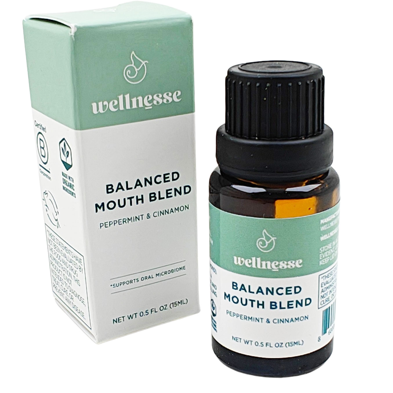 Oil Pullong WELLNESSE Balanced Mouth Blend Mundolie Peppermint & Cinnamon 15 ml - Wellnesse Mundskyl