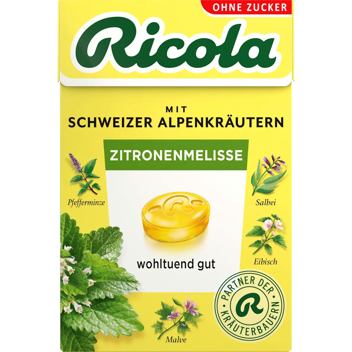 Ricola Lemon Mint Kräuterbonbons ohne Zucker, 50 g