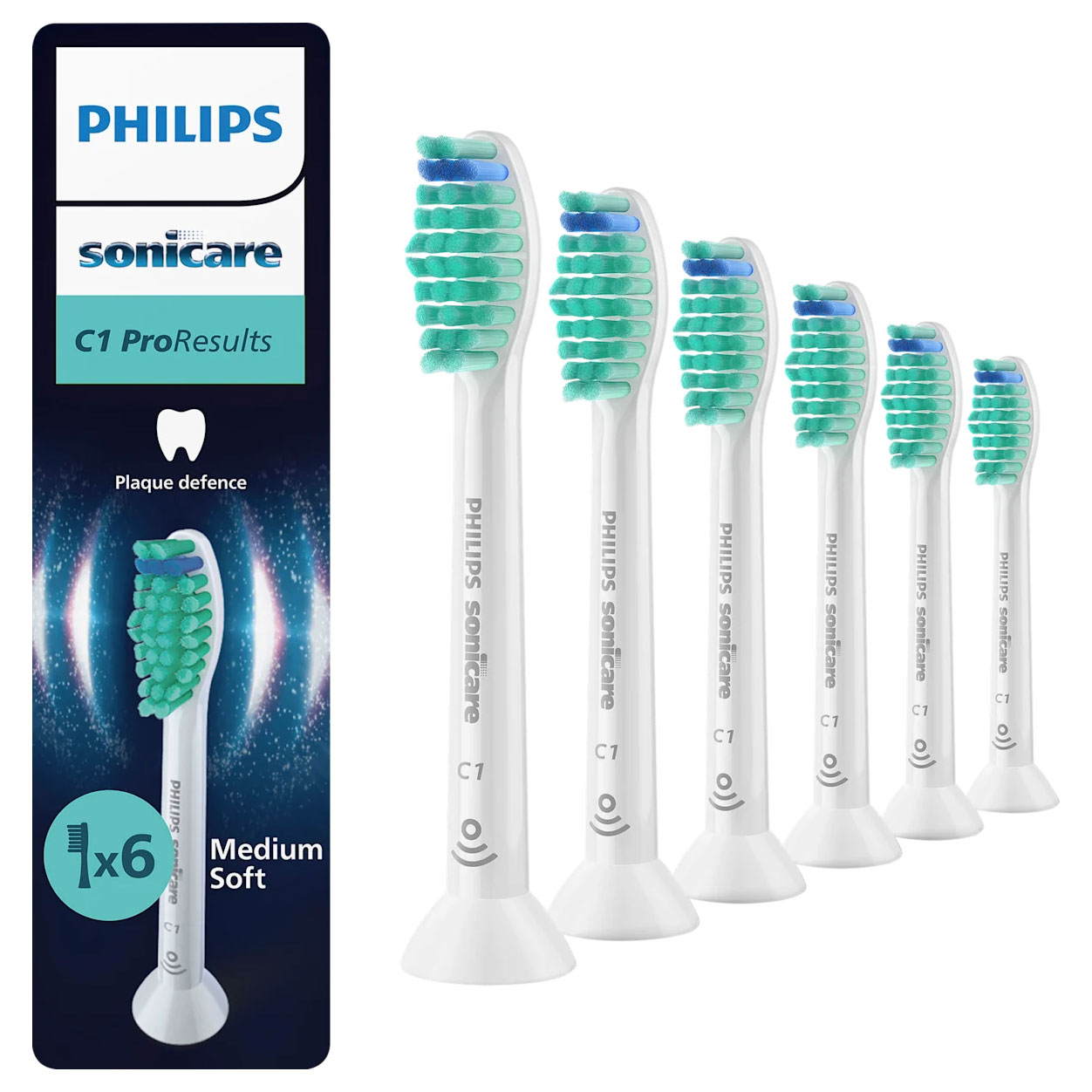 PHILIPS Sonicare C1 ProResults Børstehoveder (6 stk.) - Philips Sonicare C1 ProResults Simply Clean Børstehoveder - Tandbørster