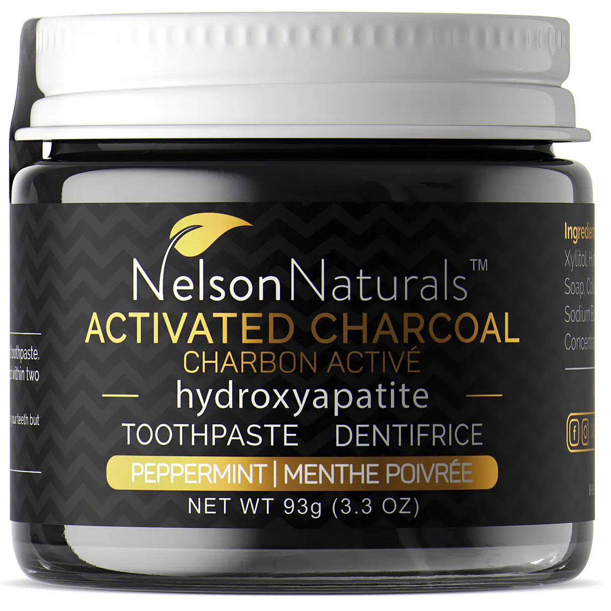 Hydroxyapatit & Xylitol Tandpasta NELSONS Naturals Activated Charcoal 93g - Nelson Naturals Tandpasta