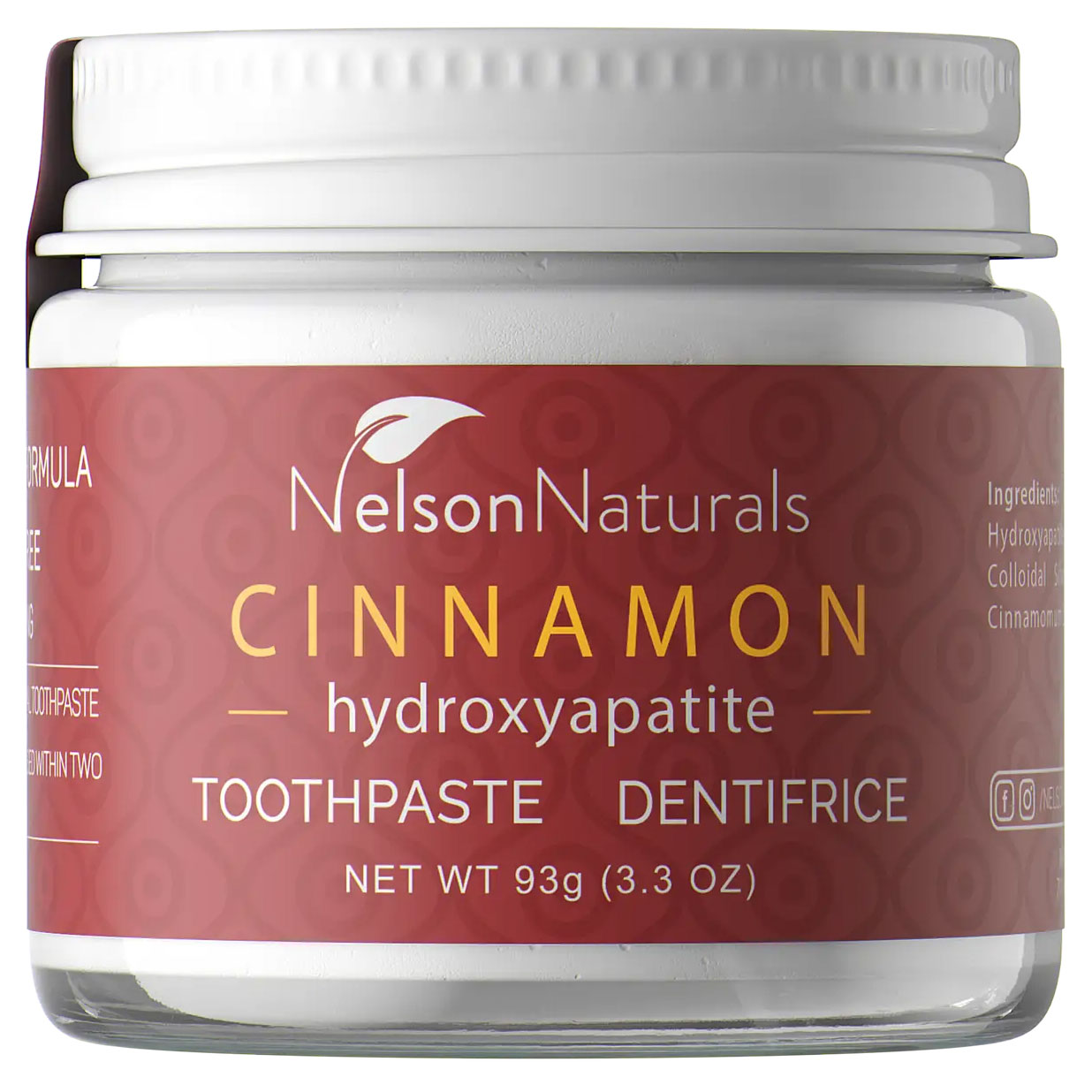 Hydroxyapatit & Xylitol Tandpasta NELSONS Naturals Cinnamon 93g - Nelson Naturals Tandpasta
