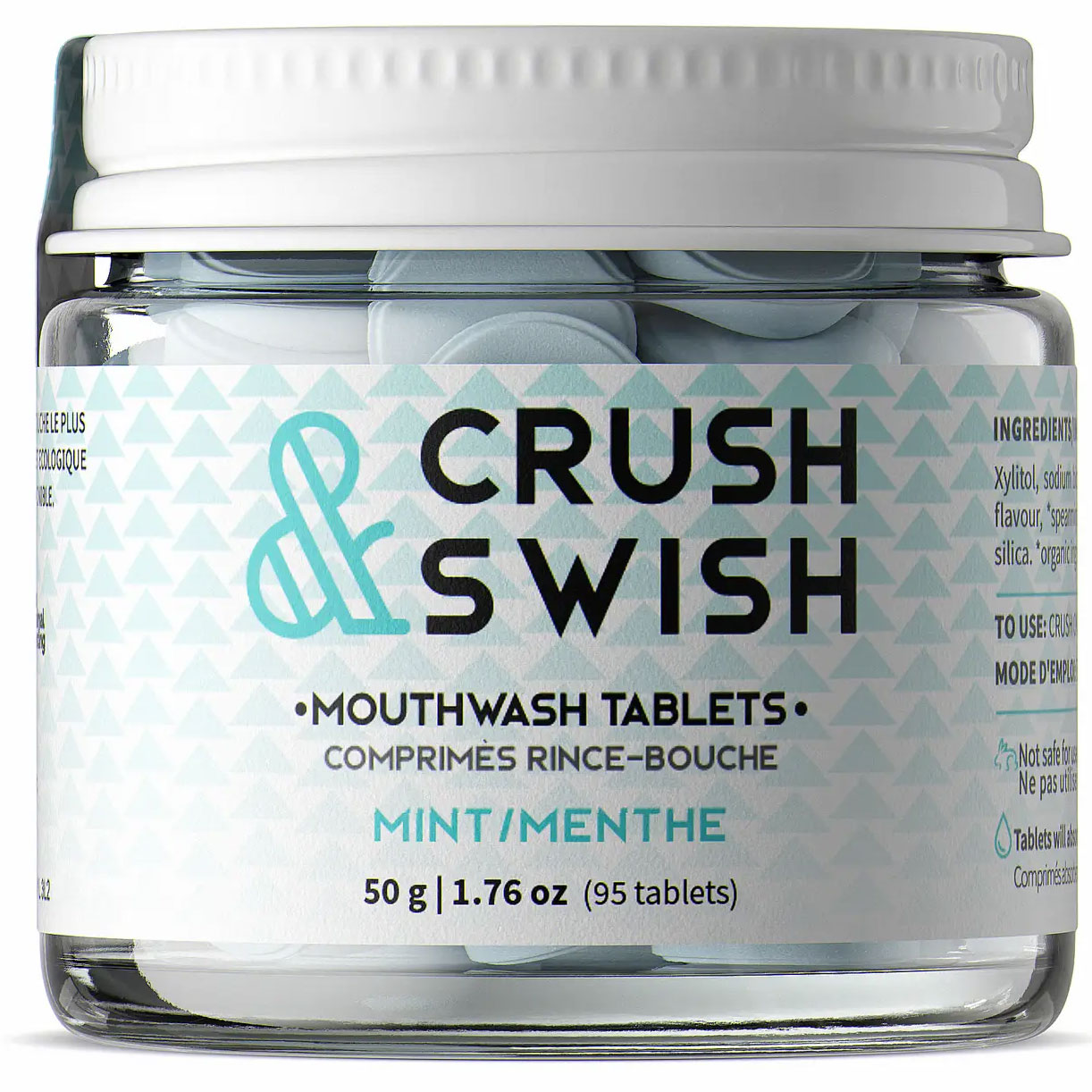 Xylitol Mundskyl Tabletter NELSONS Crush & Swish Mint 50g - Mundskyl med Xylitol