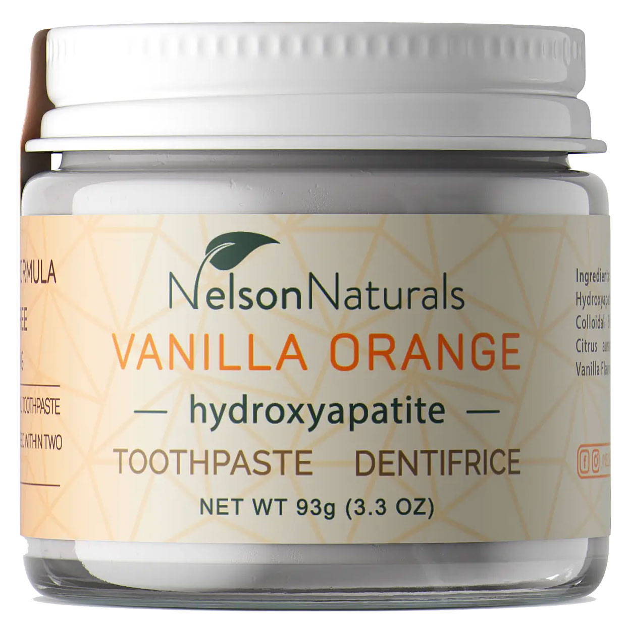 Hydroxyapatit & Xylitol Tandpasta NELSONS Naturals Organic Vanilla Orange (93g) - Nelson Naturals