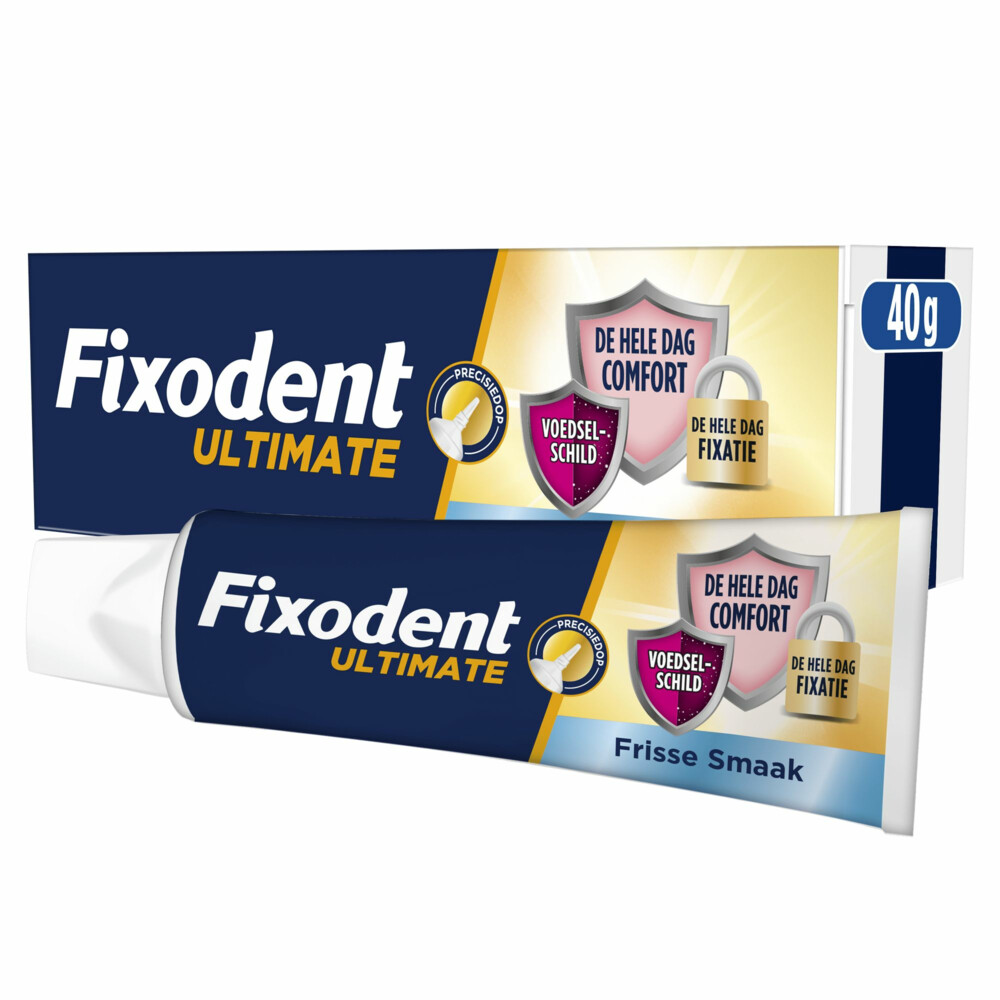 Proteselim FIXODENT Ultimate Fresh Flavour 40g - Protese-lim uden Zink - Til Proteser