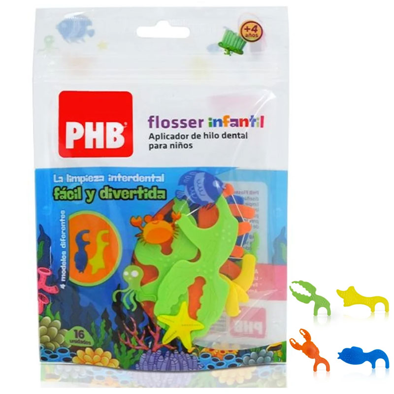 Tandtrådsbøjler til Børn PHB PHB Flosser Infantil 16 stk. - PHB Tandtråd - Tandtråd / Tandstikker / Flosser