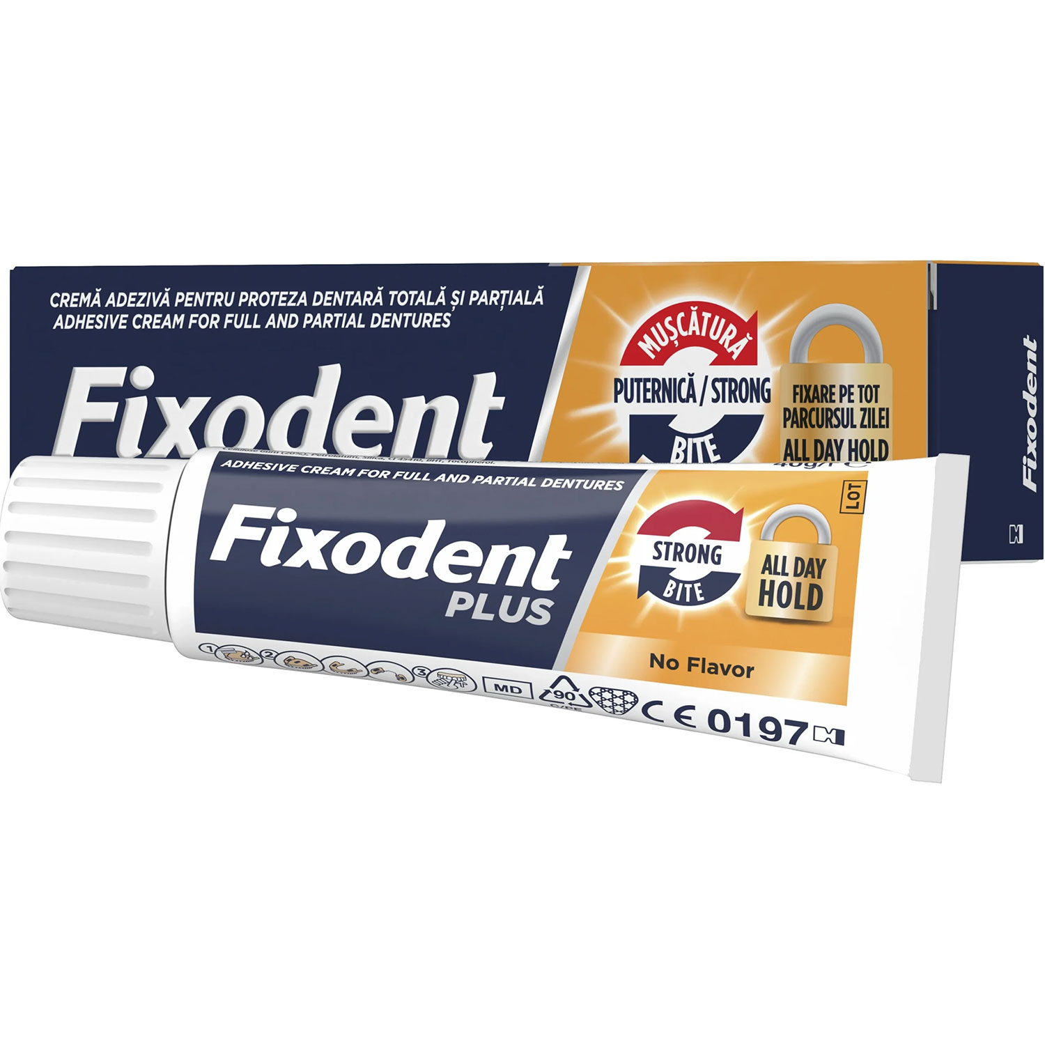 Proteselim FIXODENT Plus Strong Hold 40g - Protese-lim uden Zink - Til Proteser